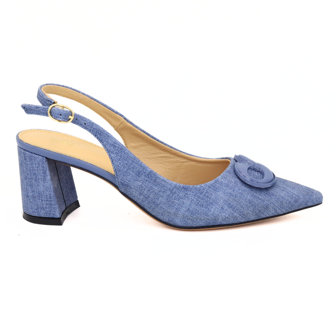 Blue Sling back Square Heel Sandal / 8102147