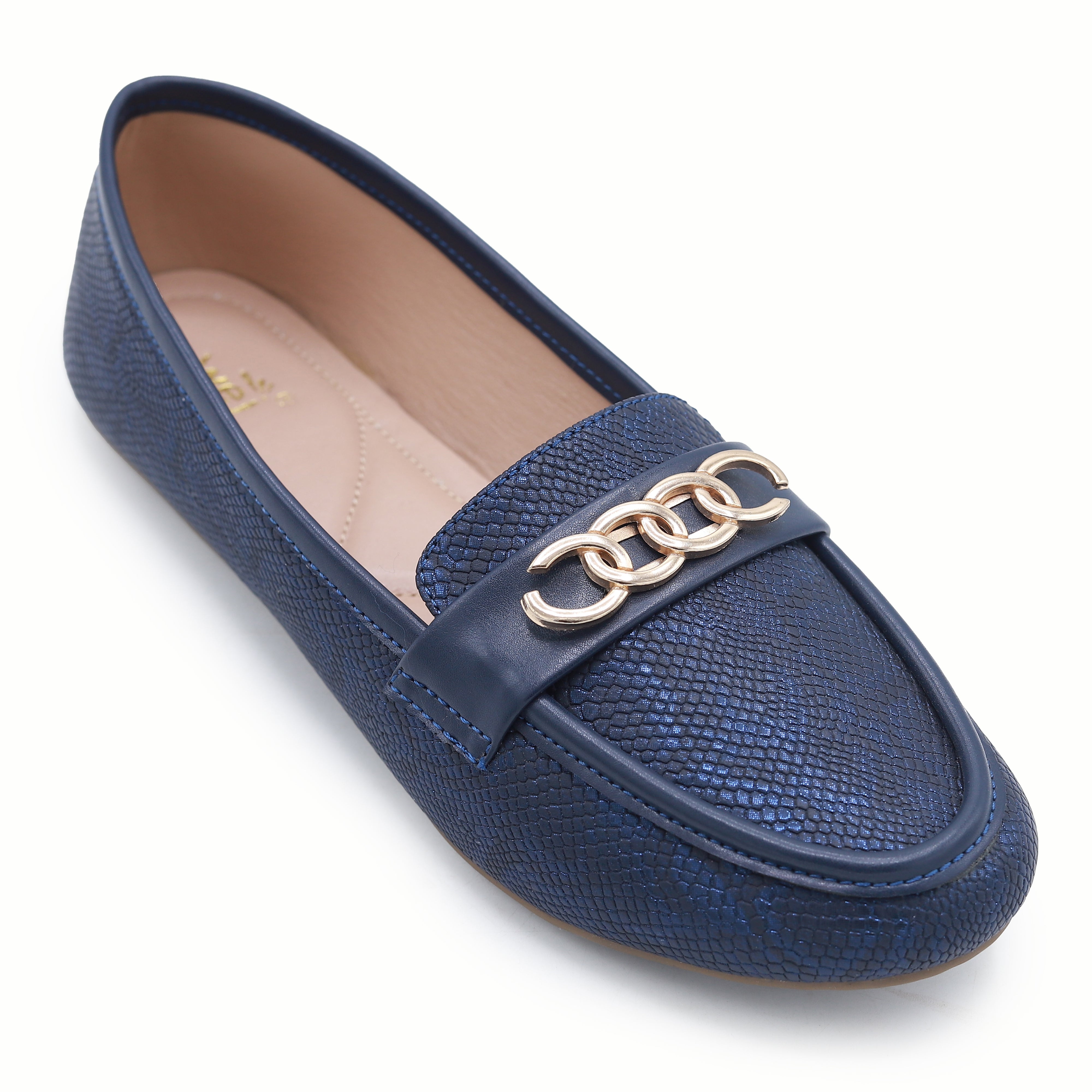 Women's Navy Blue Slip-On Loafers - 8004457