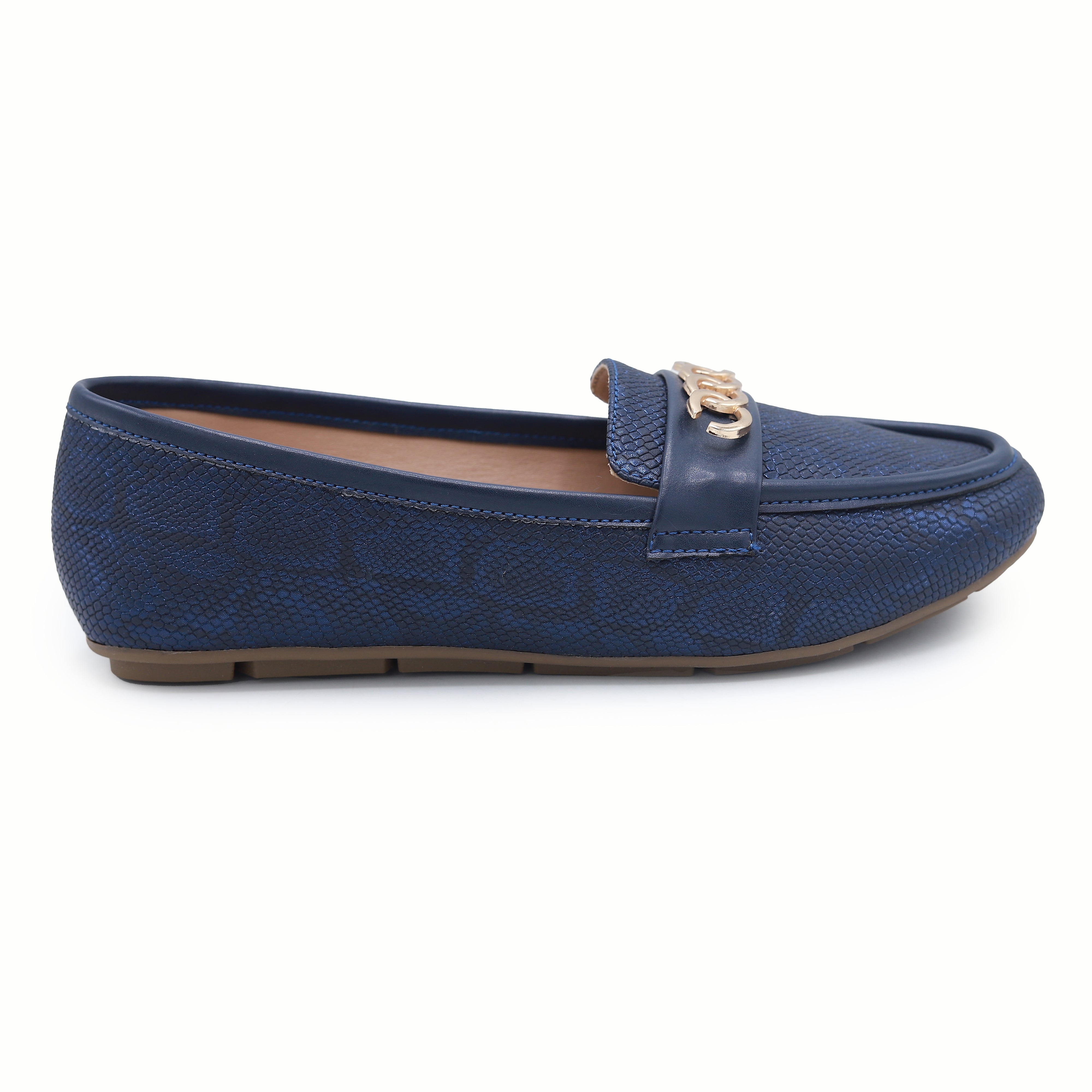 Women's Navy Blue Slip-On Loafers - 8004457