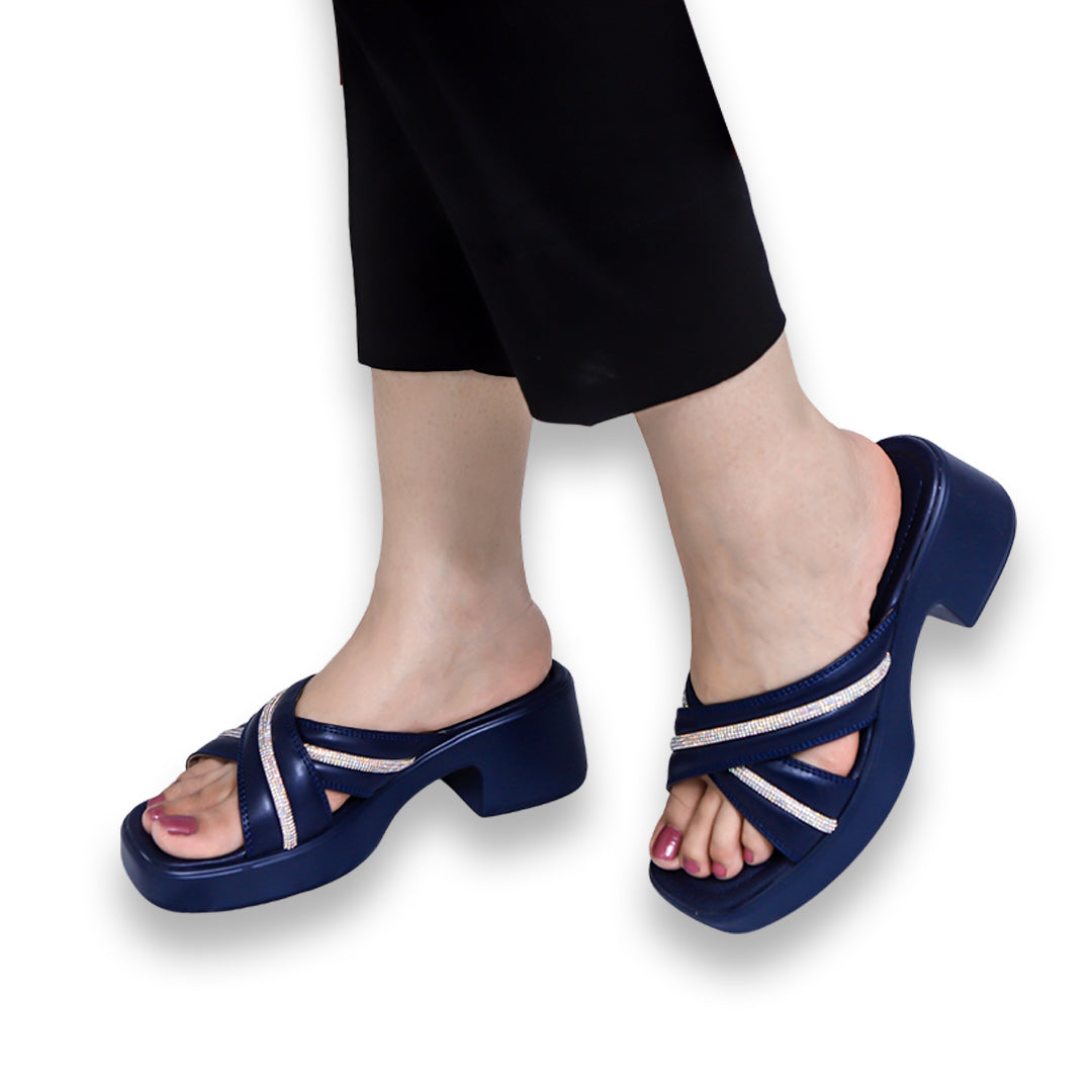 Navy Blue Block Heels – 8003450