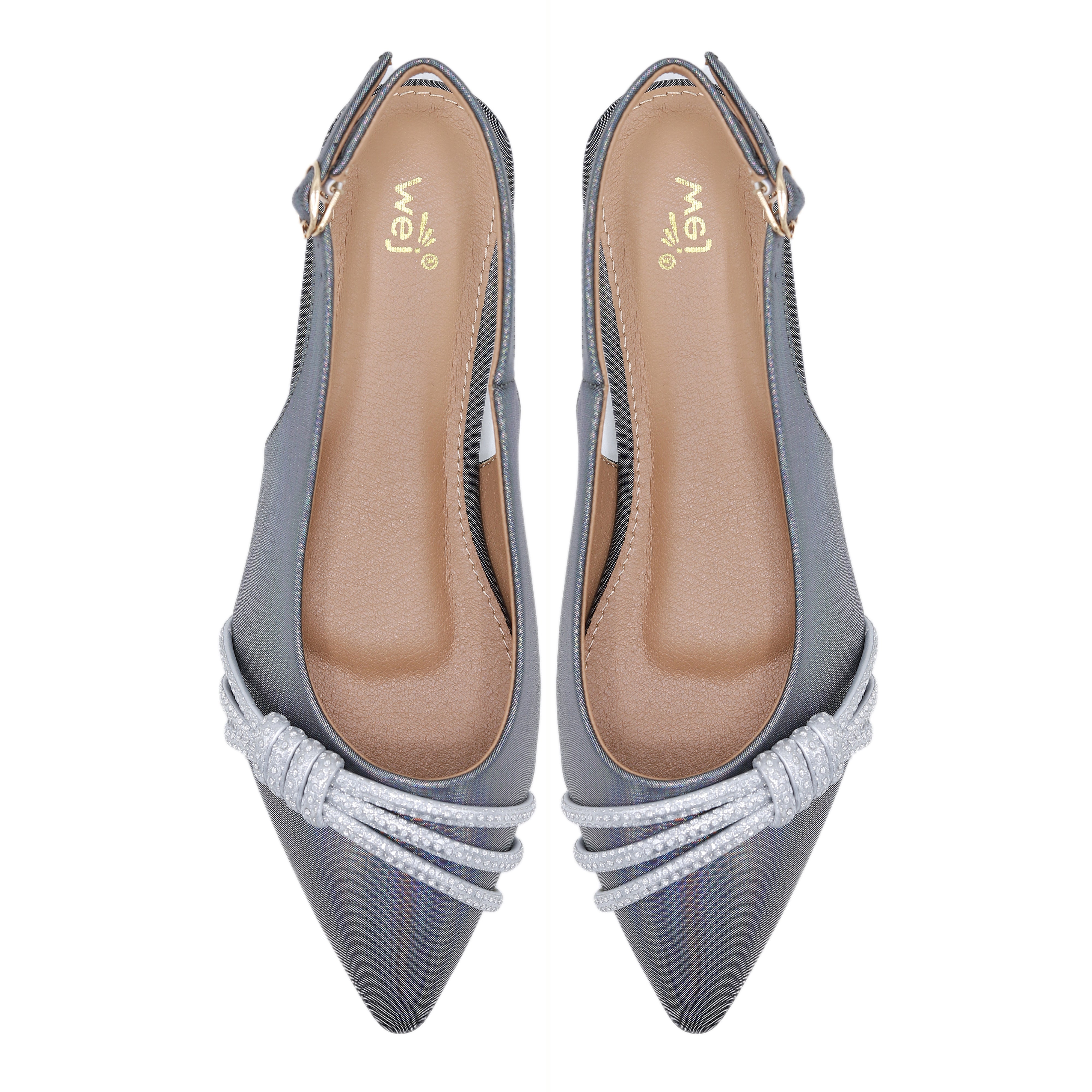 Silver Slingback Flats - 8007210