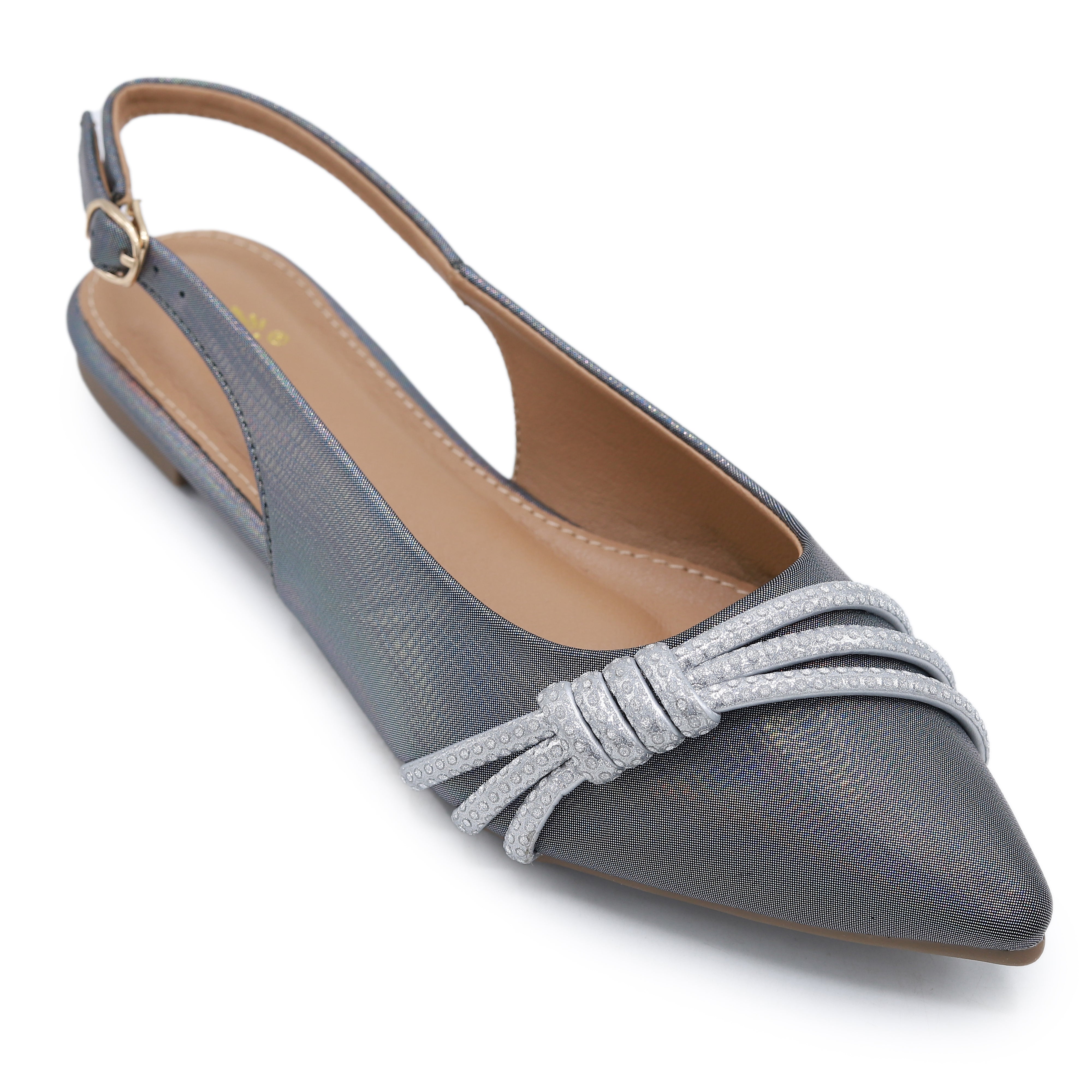 Silver Slingback Flats - 8007210