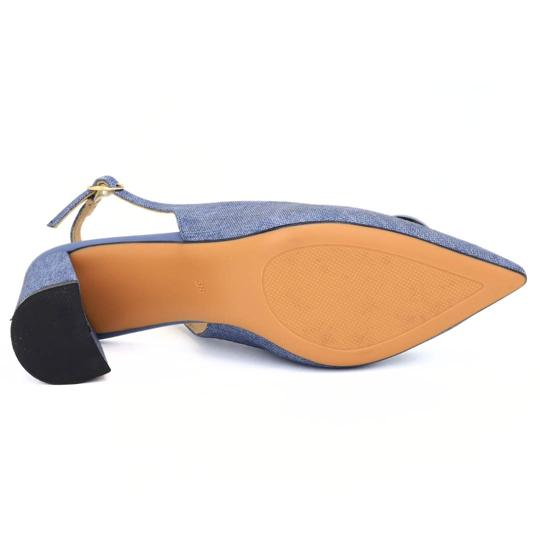 Blue Sling back Square Heel Sandal / 8102147