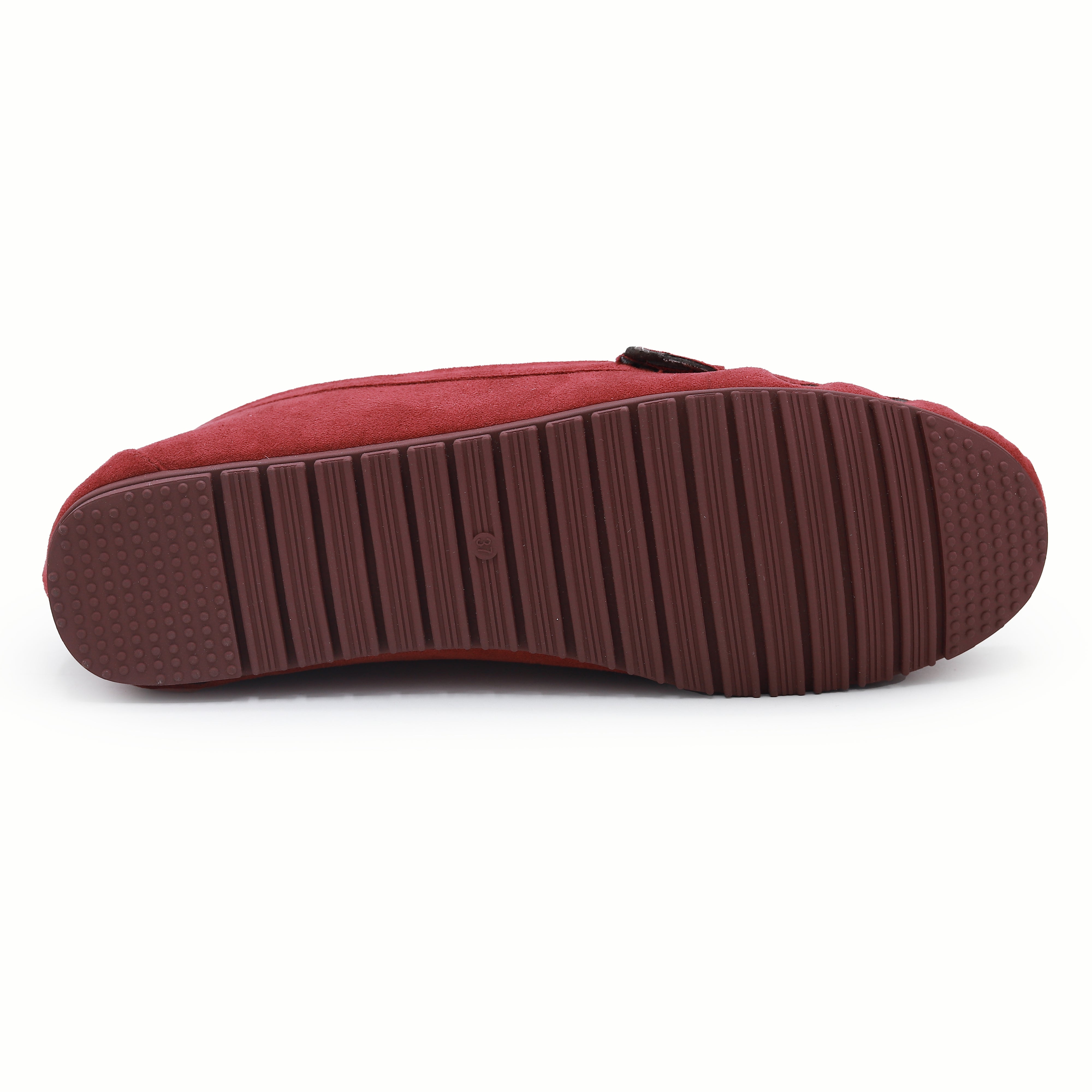 Classic Red Suede Loafers with Gold Buckle 8004346 Maroon