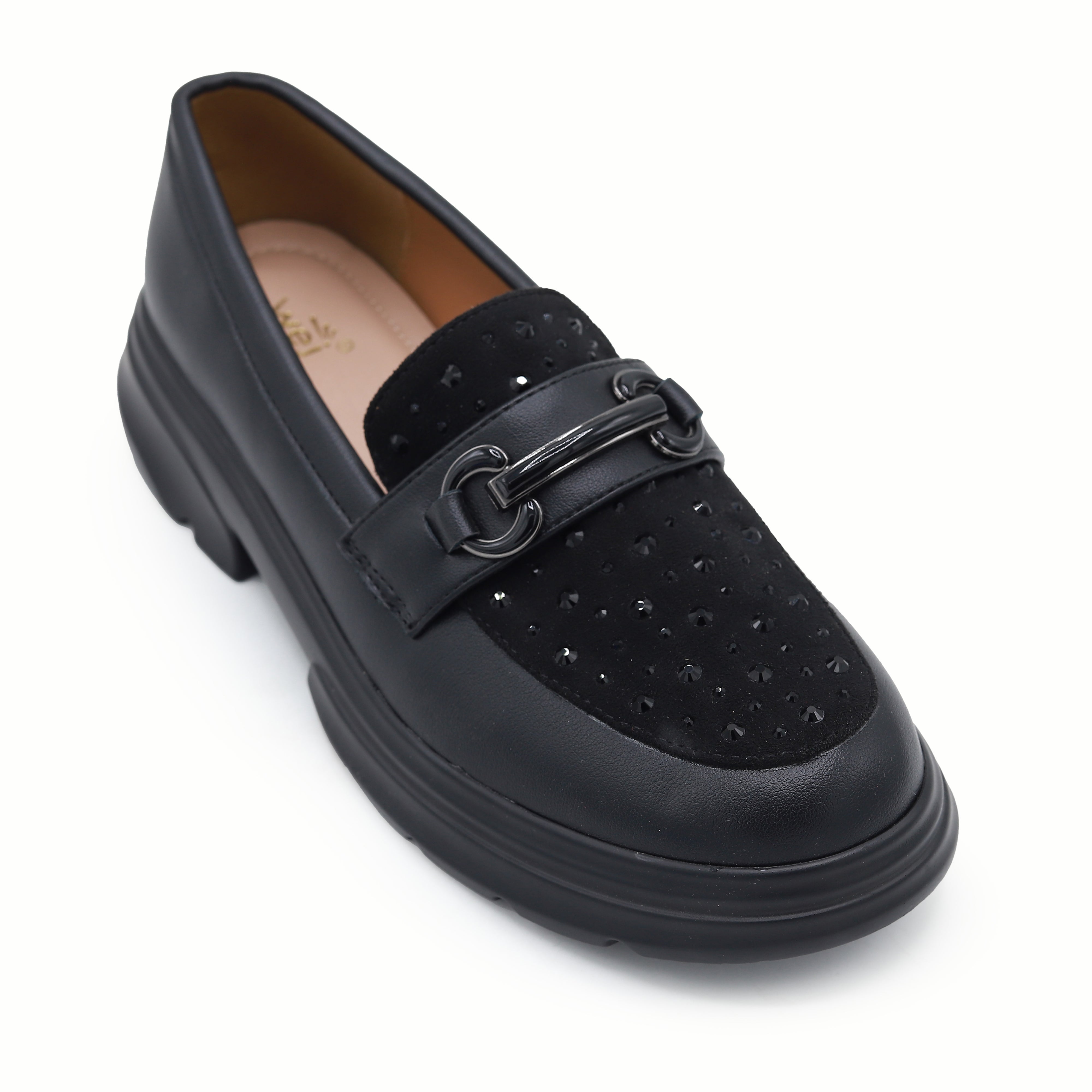 Modern Black Studded Chunky Loafers 8004428 Black