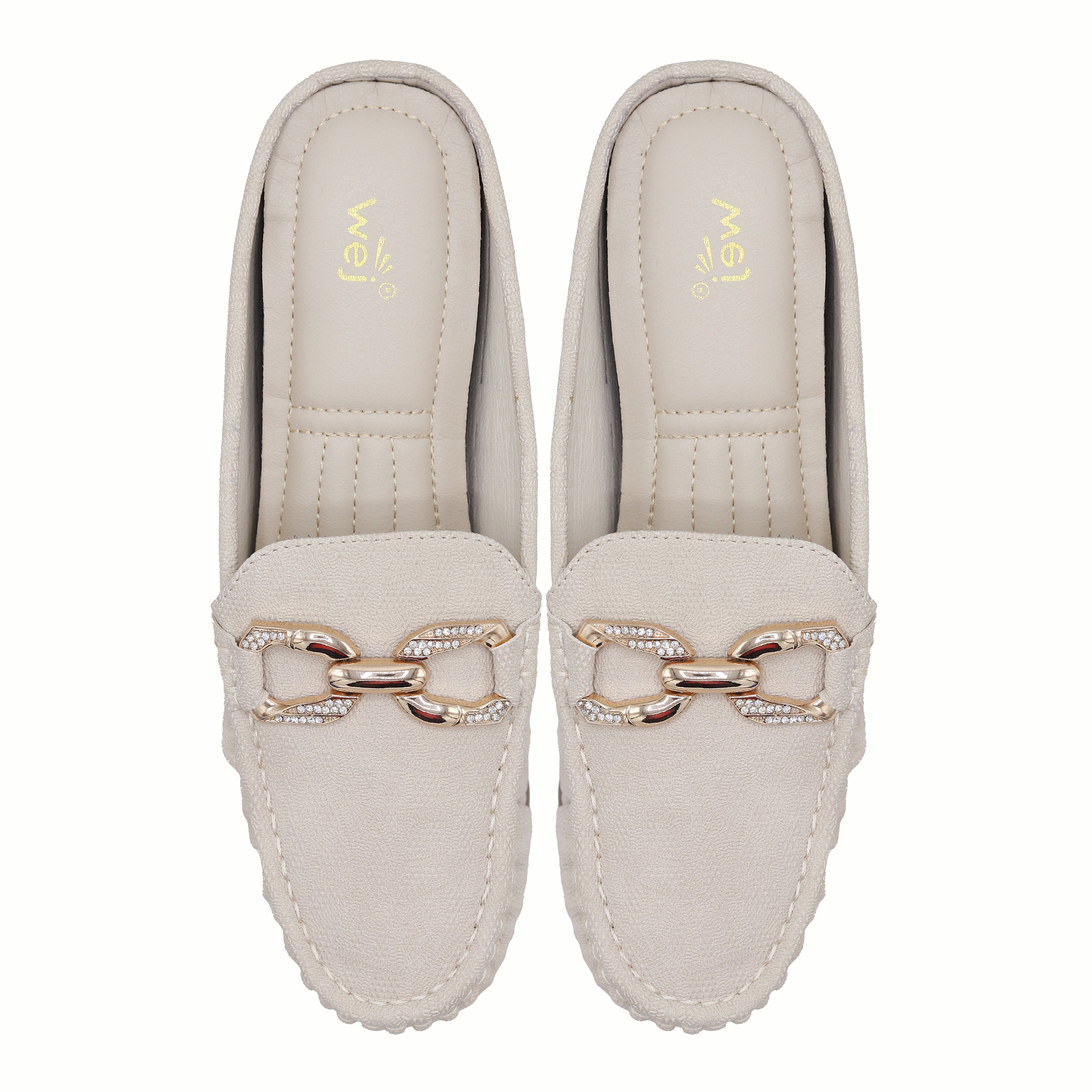 Textured Mules Women's Backless Comfort Loafer 8007216 Beige