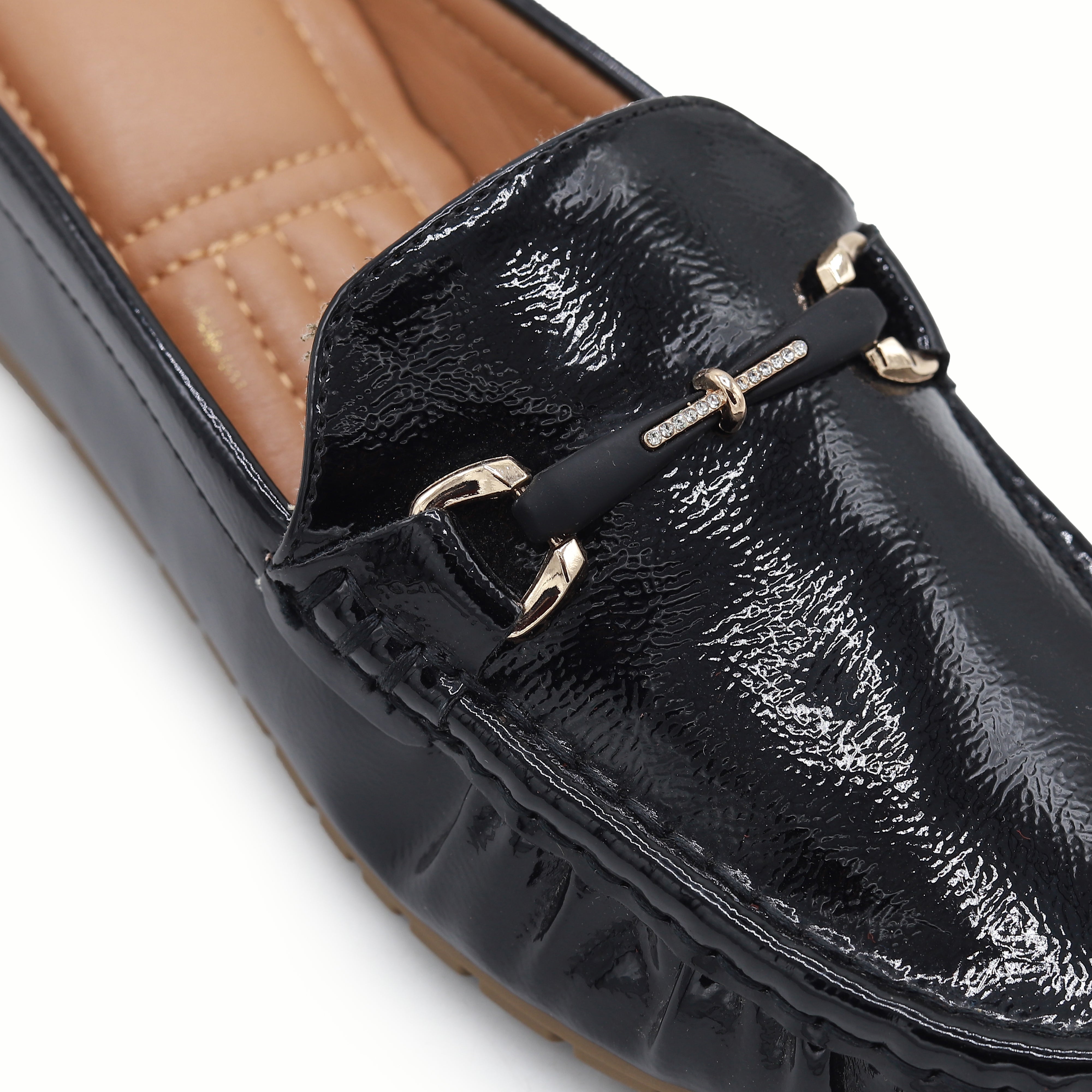 Patent Women's Comfortable Wedge Half Shoes 8007217 Black