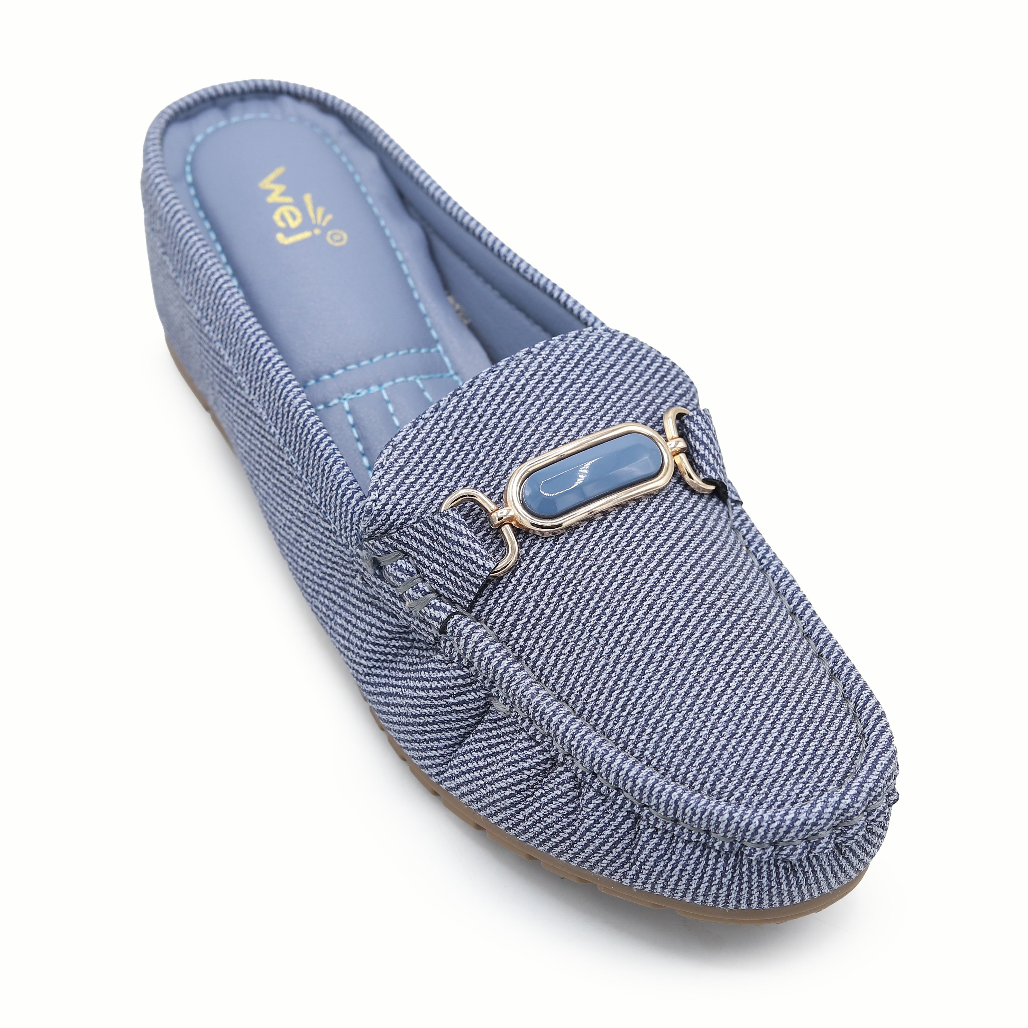 Chic Blue Textured Loafer Mules 8007218 Navy