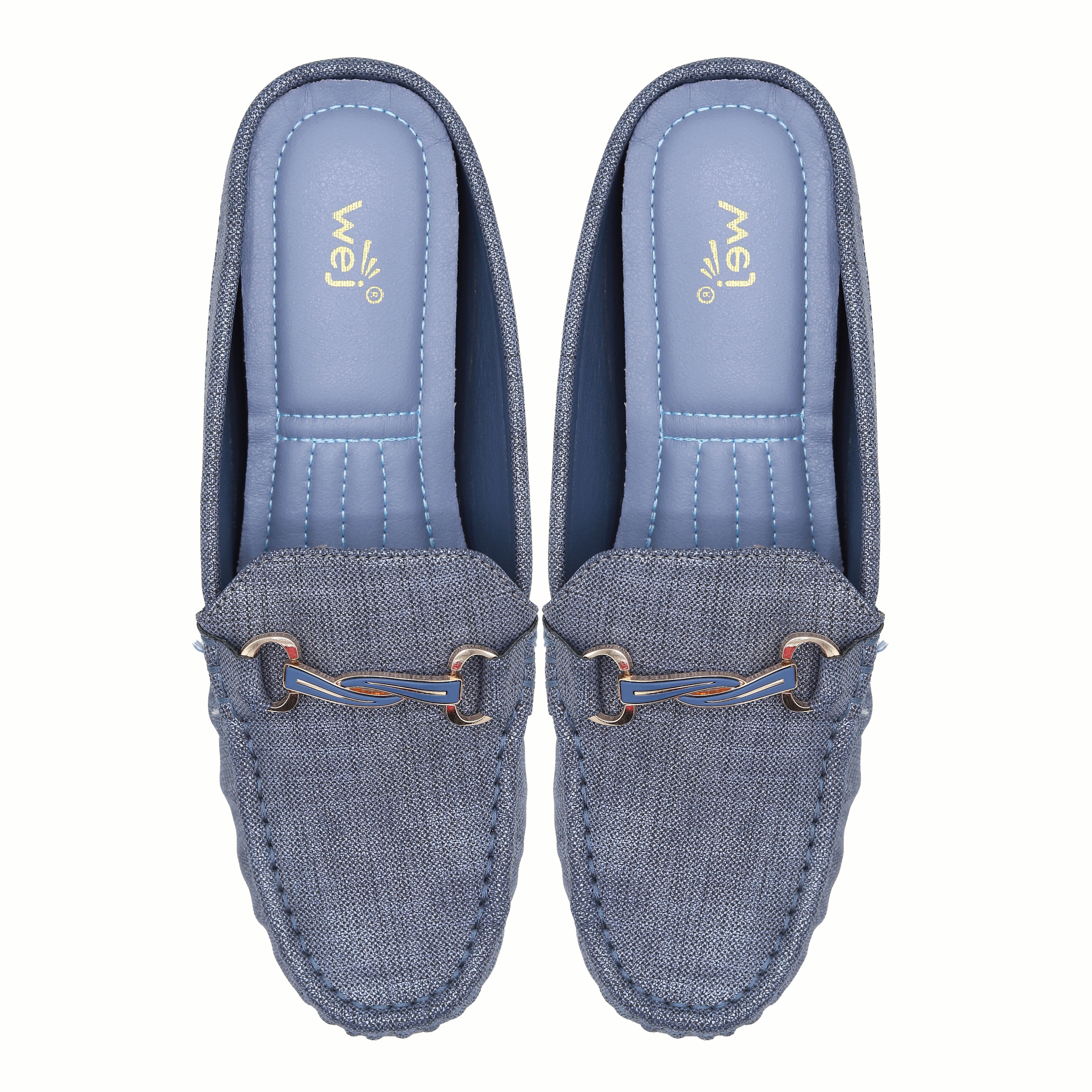 Chic Blue Textured Loafer Mules 8007220 Blue