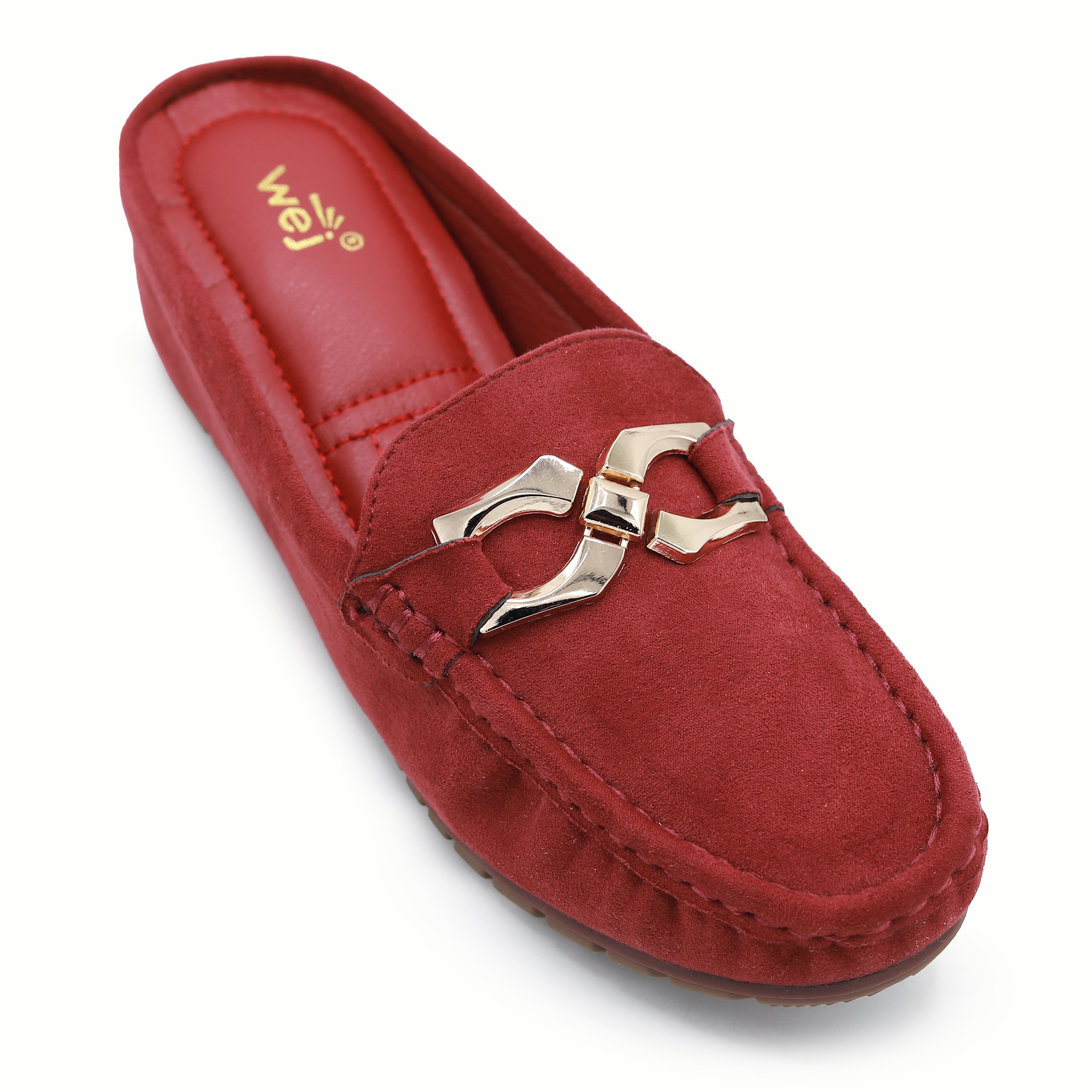 Chic Red Suede Loafer Half Mules 8007221 Maroon