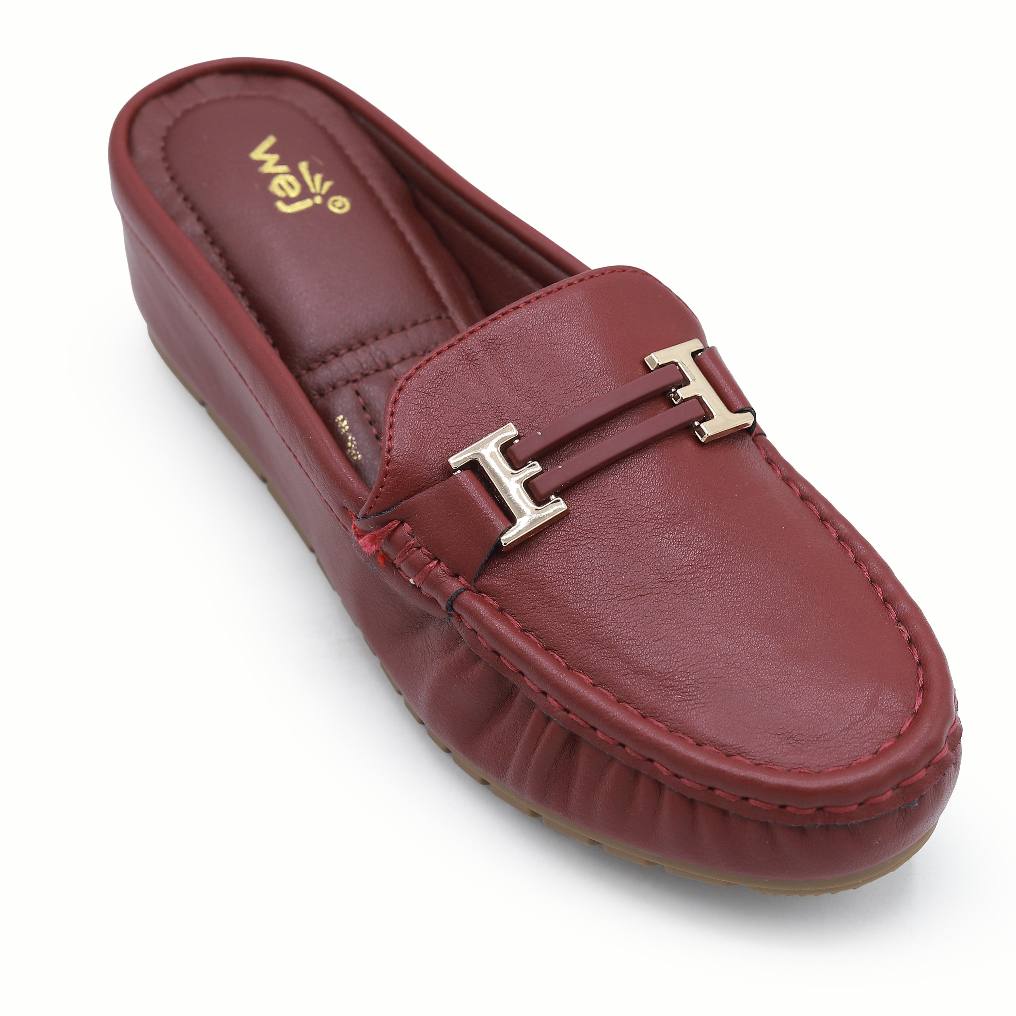 Chic Red Loafer Mules 8007222 Maroon