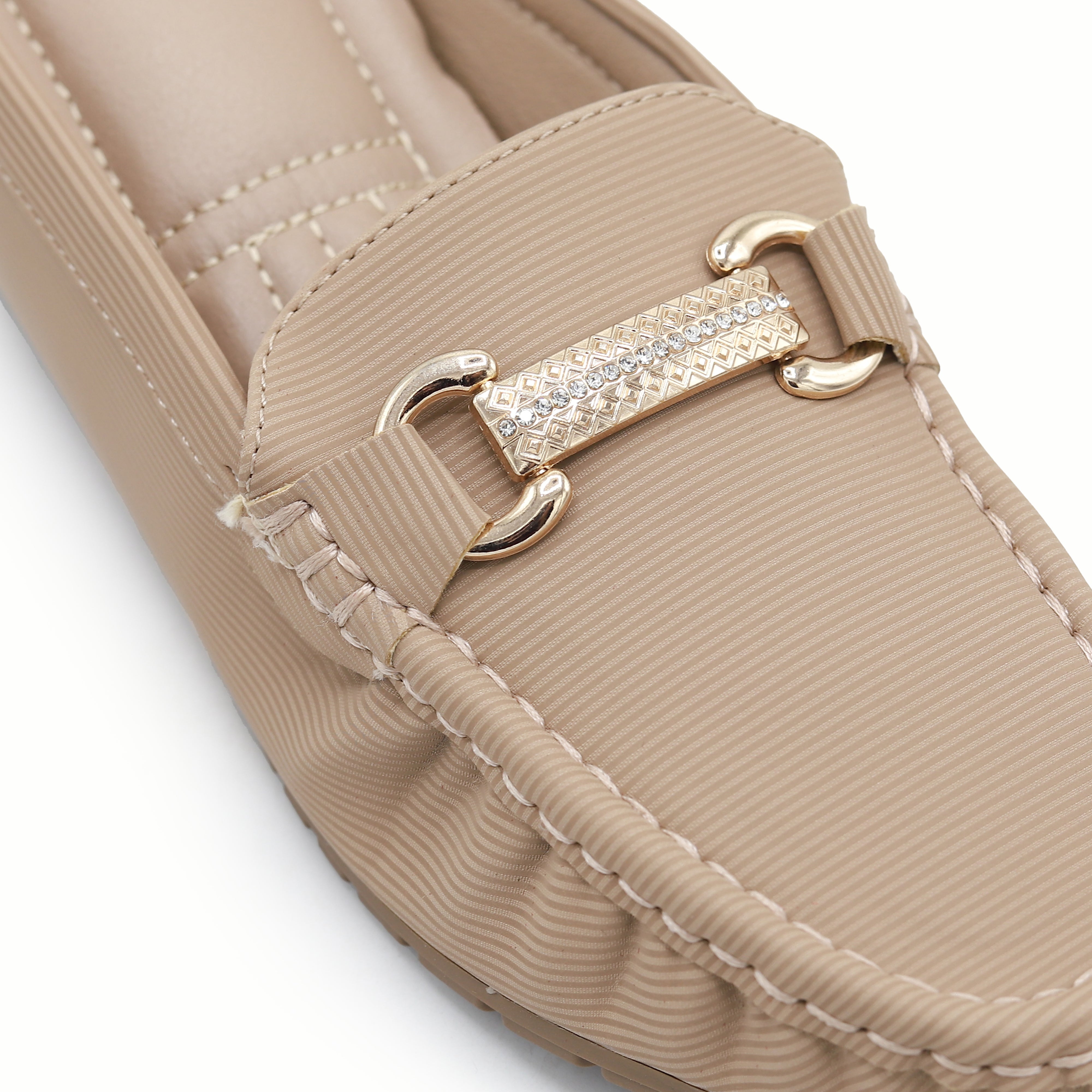 Chic Beige Textured Loafer Mules 8007224 Khaki