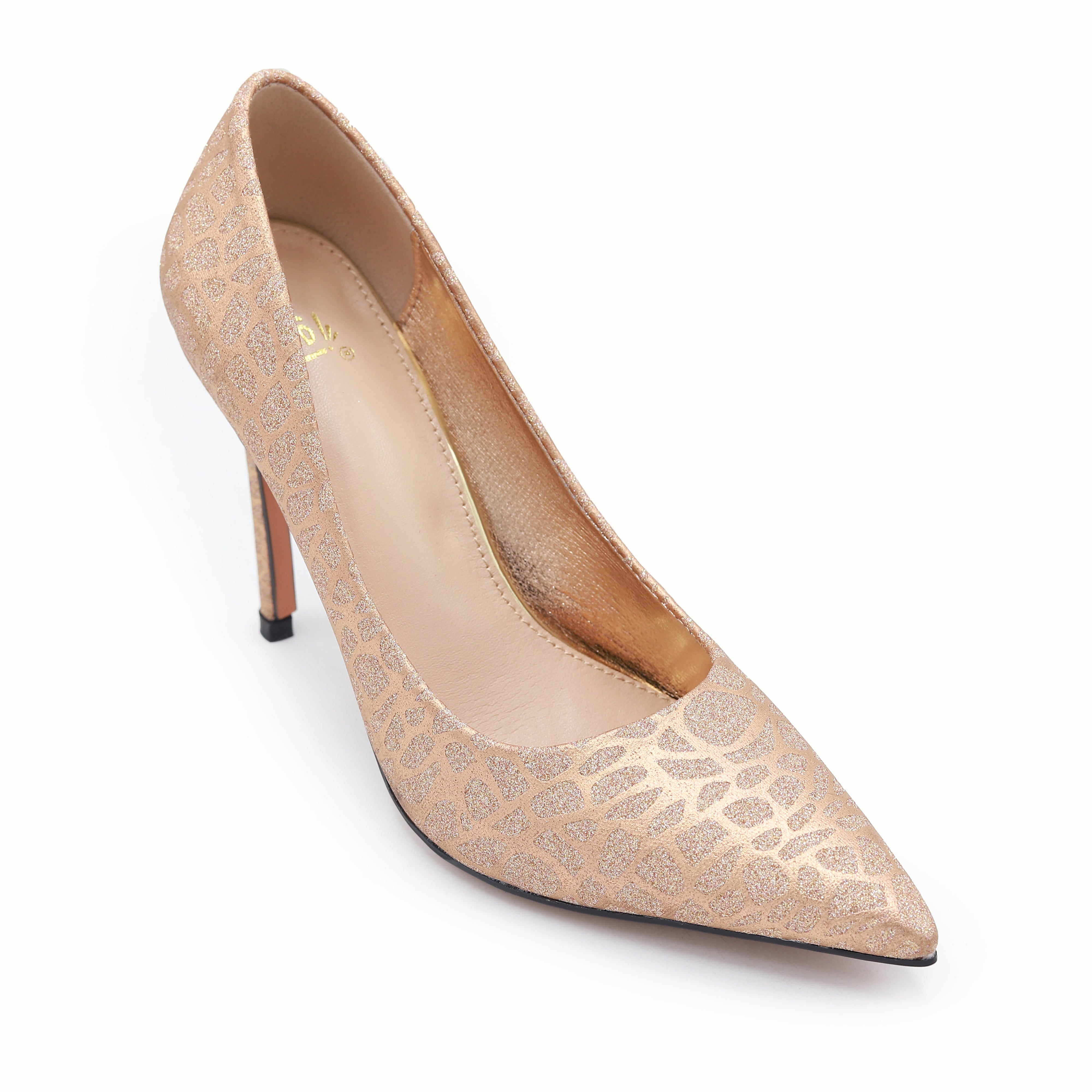 Elegant Rose Gold Shimmer Patterned Pumps 8108146 Peach