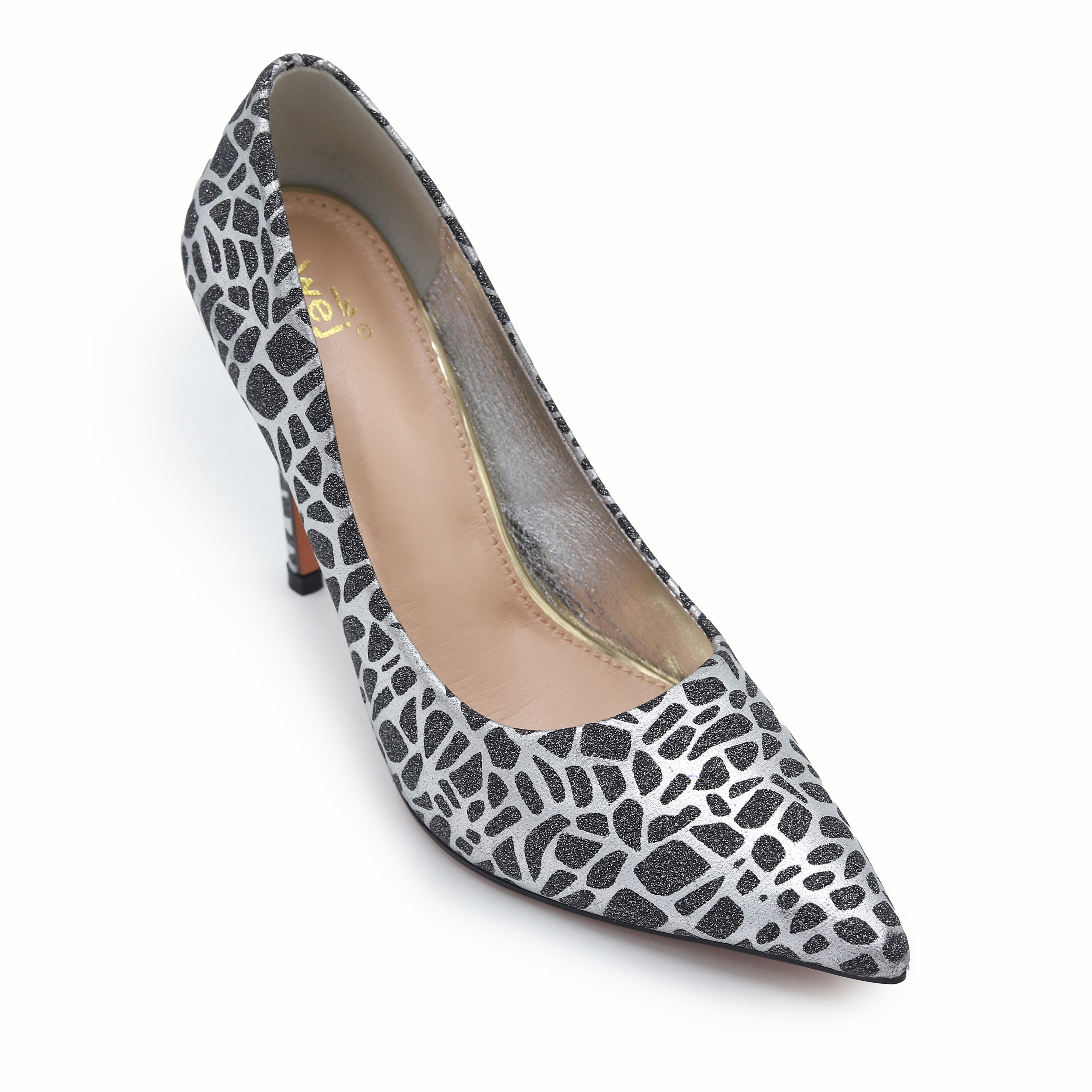 Chic Silver & Black Patterned Stiletto Pumps 8108146 Silver