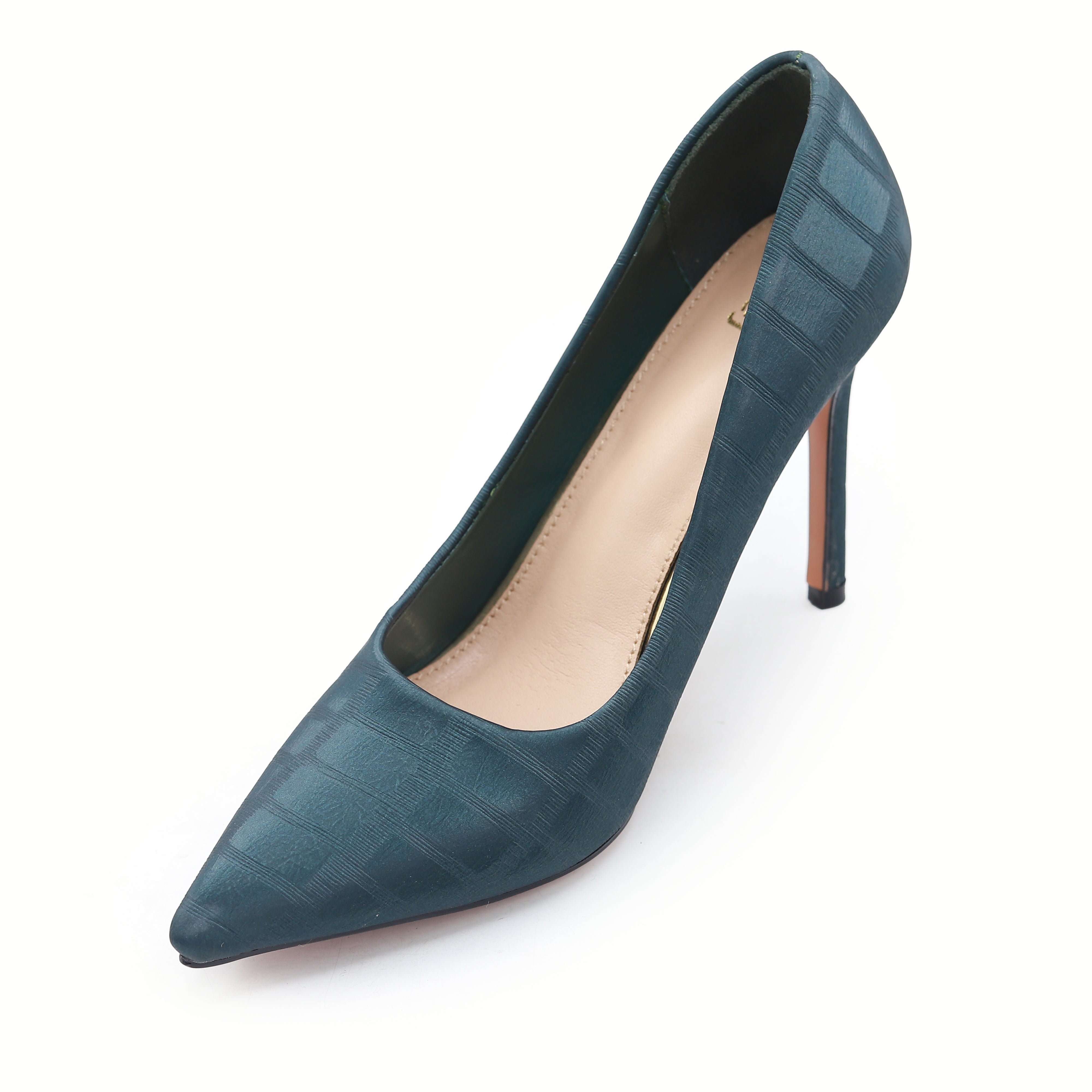 Elegant Teal Textured Stiletto Pumps 8108148 GREEN ( 10 cm )