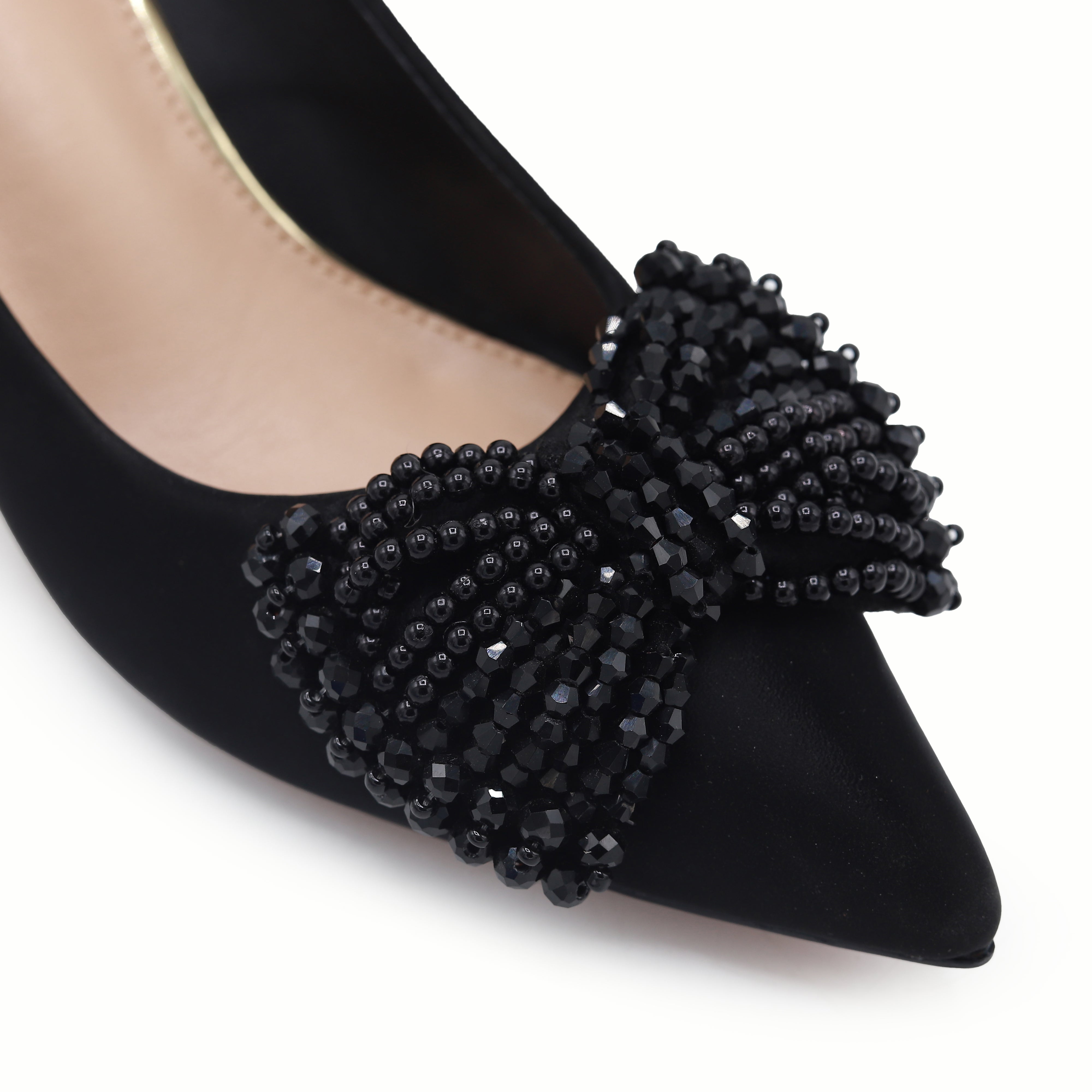 Elegant Black Pumps with Beaded Bow 8108165 Black