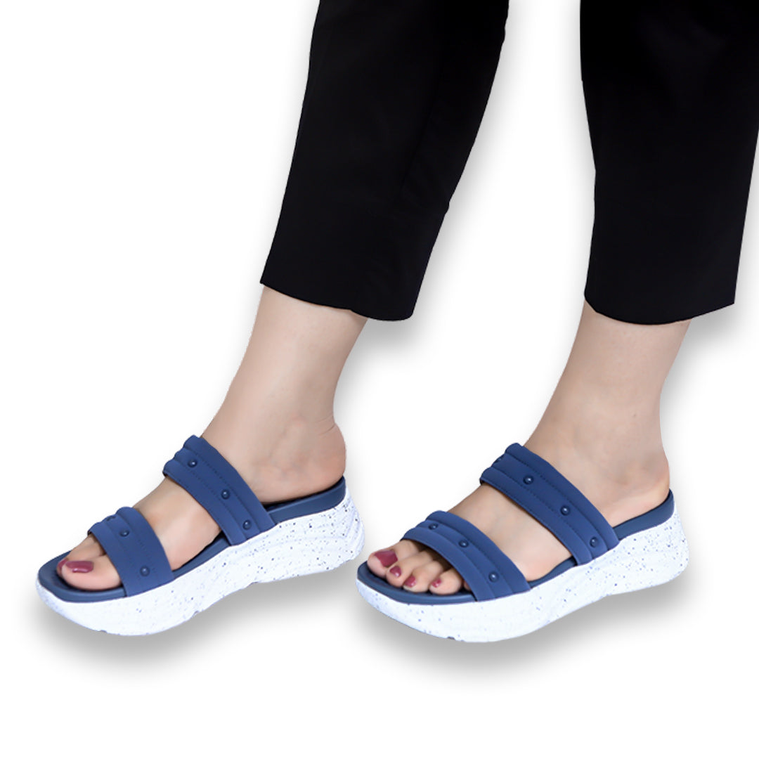 WEJ Soft Sole Ladies Slide Slippers – Blue 8003503