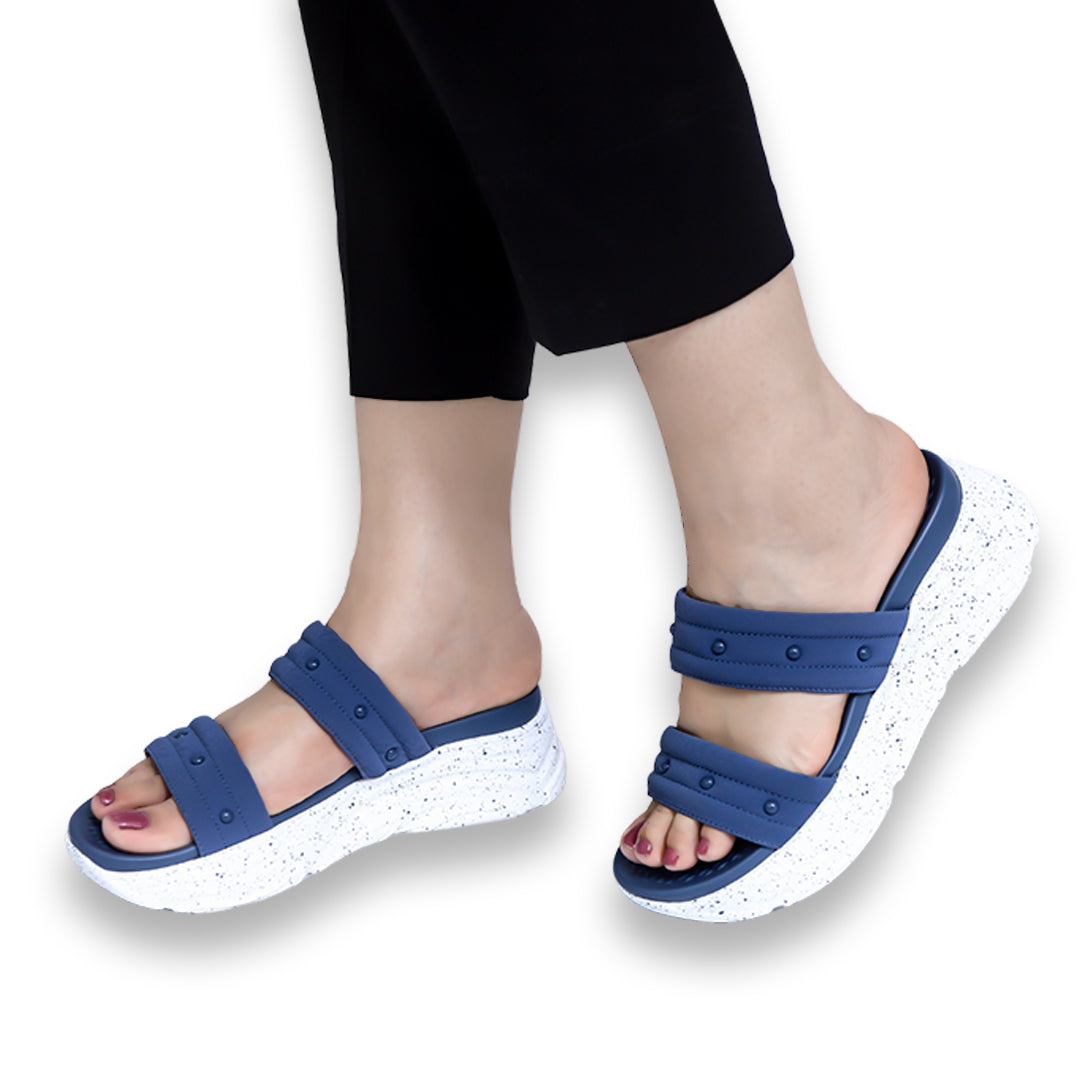 WEJ Soft Sole Ladies Slide Slippers – Blue 8003503