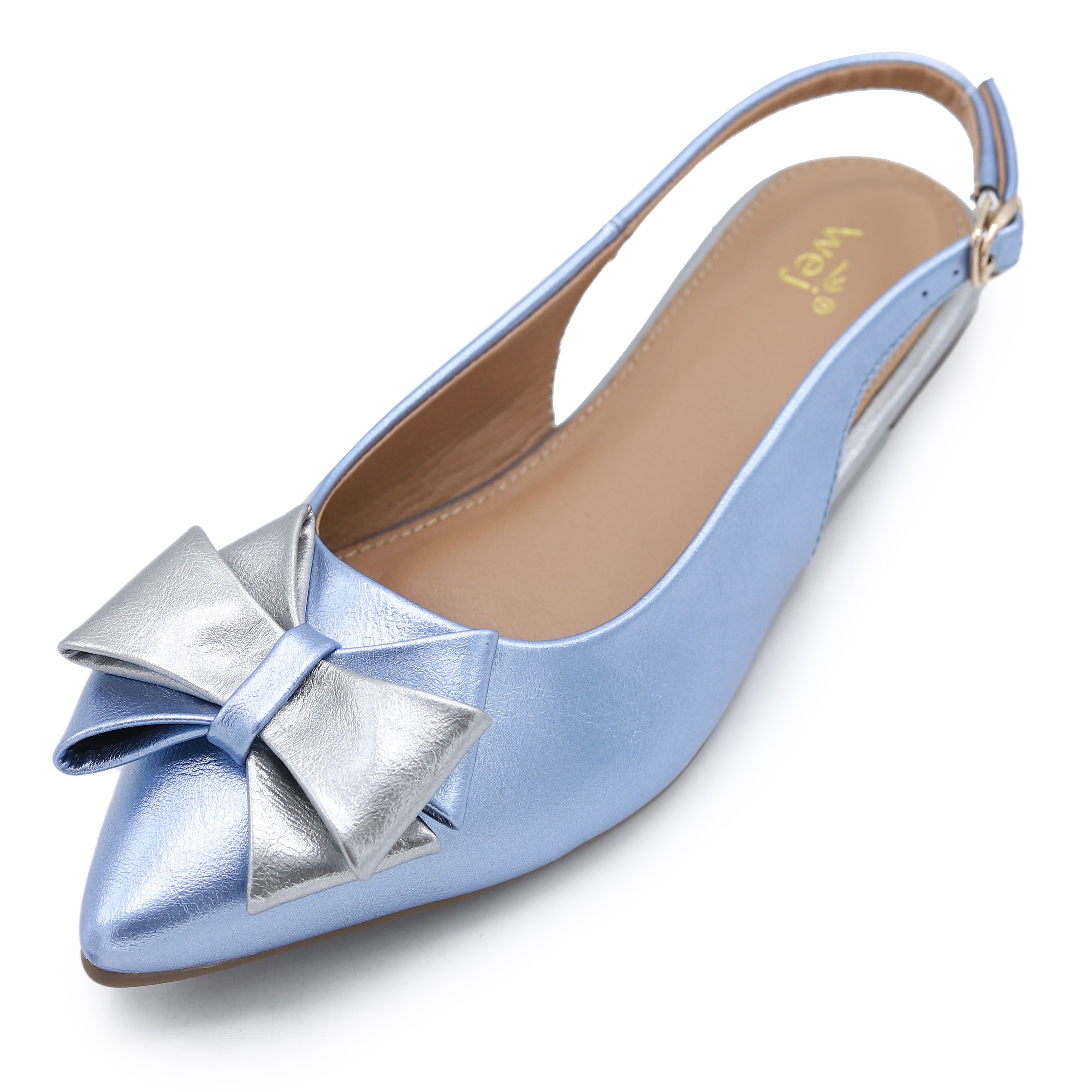 Metallic Blue Slingback Flats - 8007212