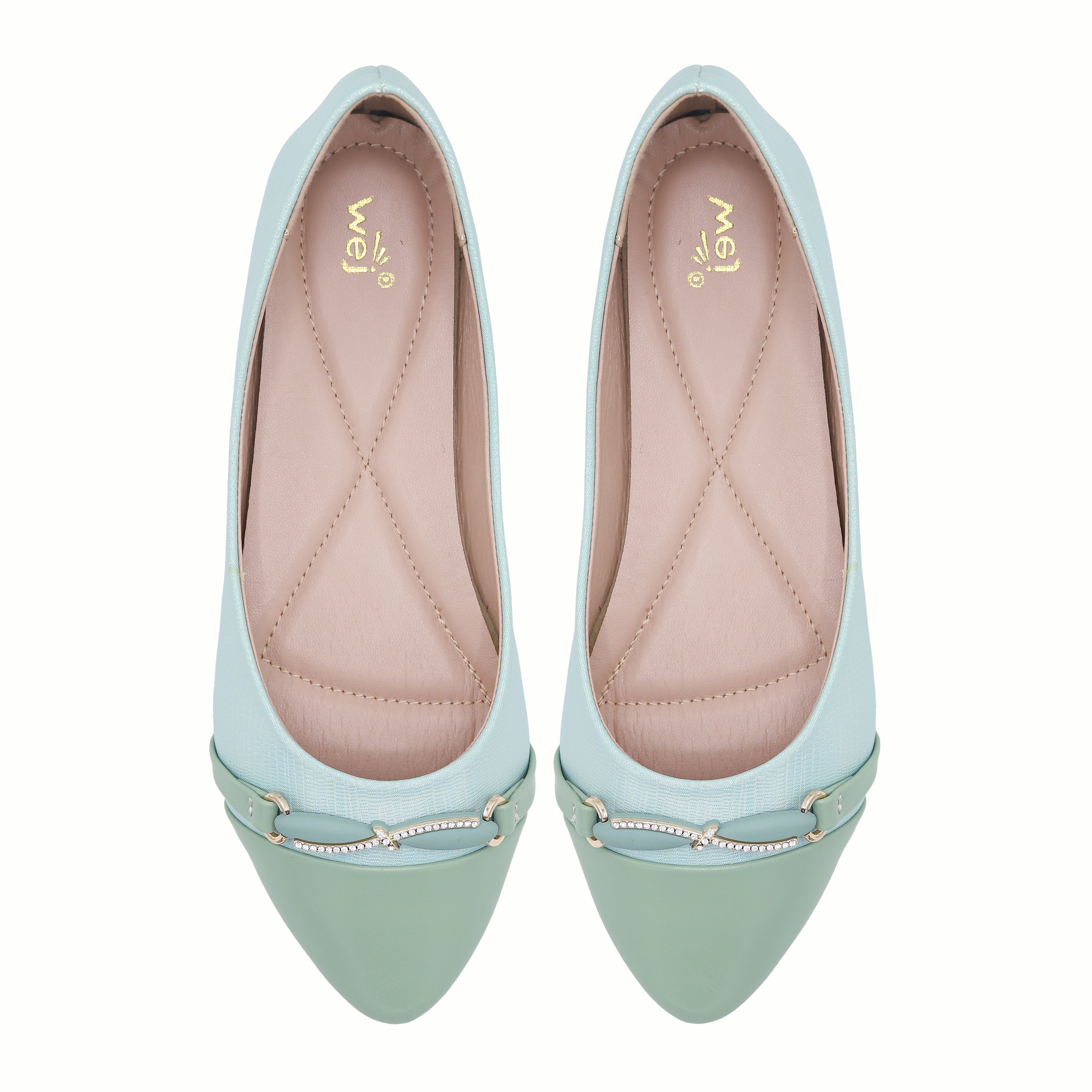 Mint Pointed Toe Slip On Flats – 8006345