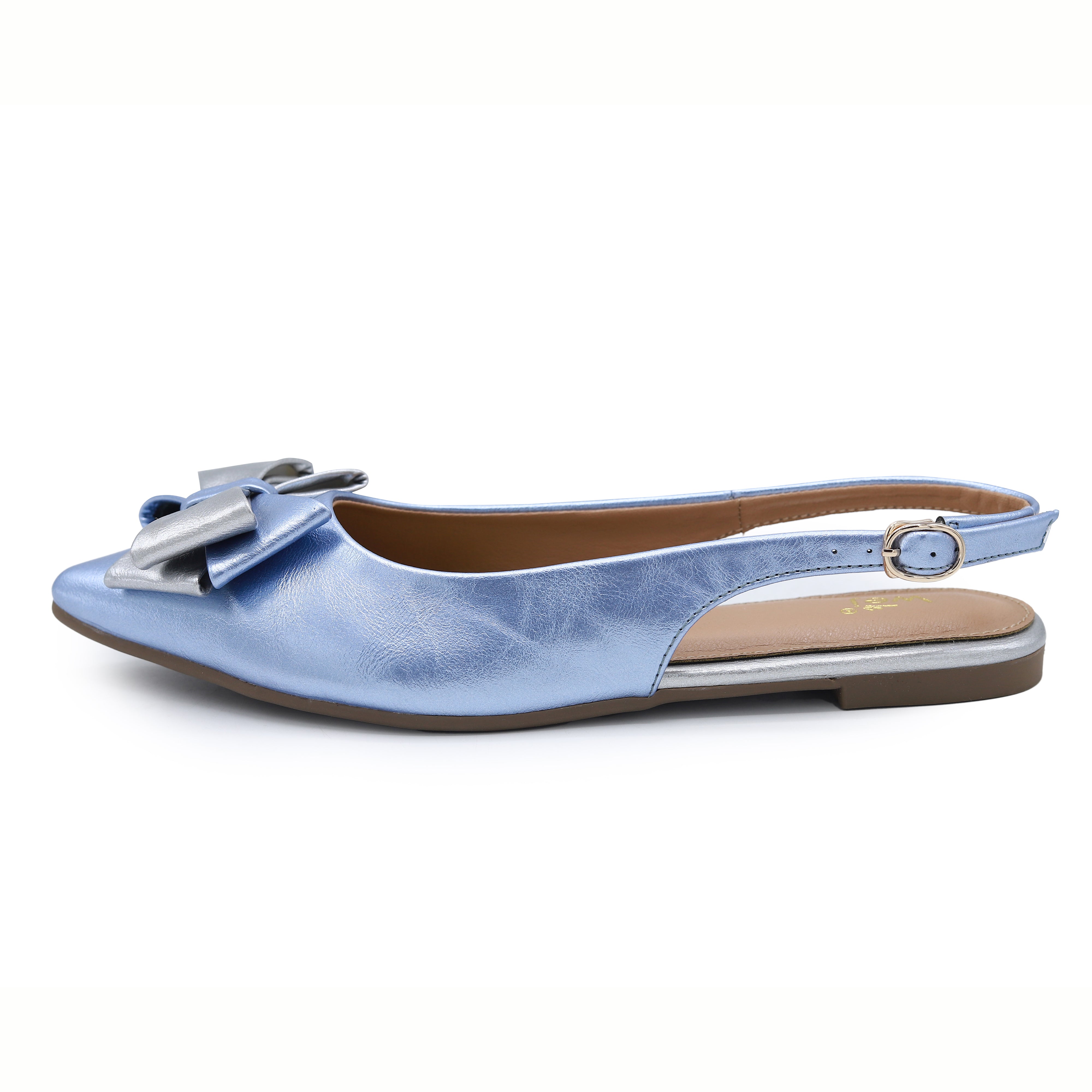 Metallic Blue Slingback Flats - 8007212