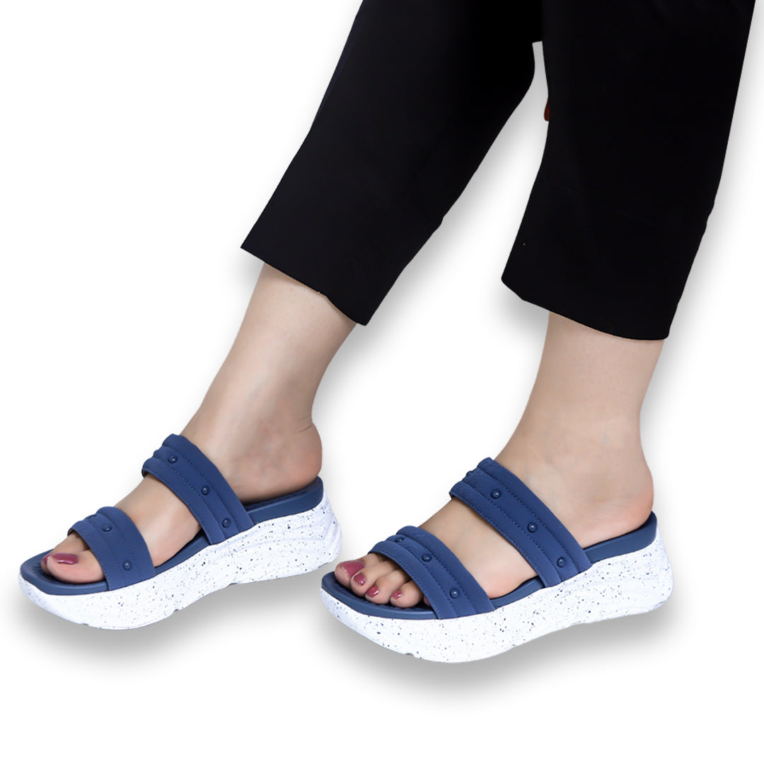 WEJ Soft Sole Ladies Slide Slippers – Blue 8003503