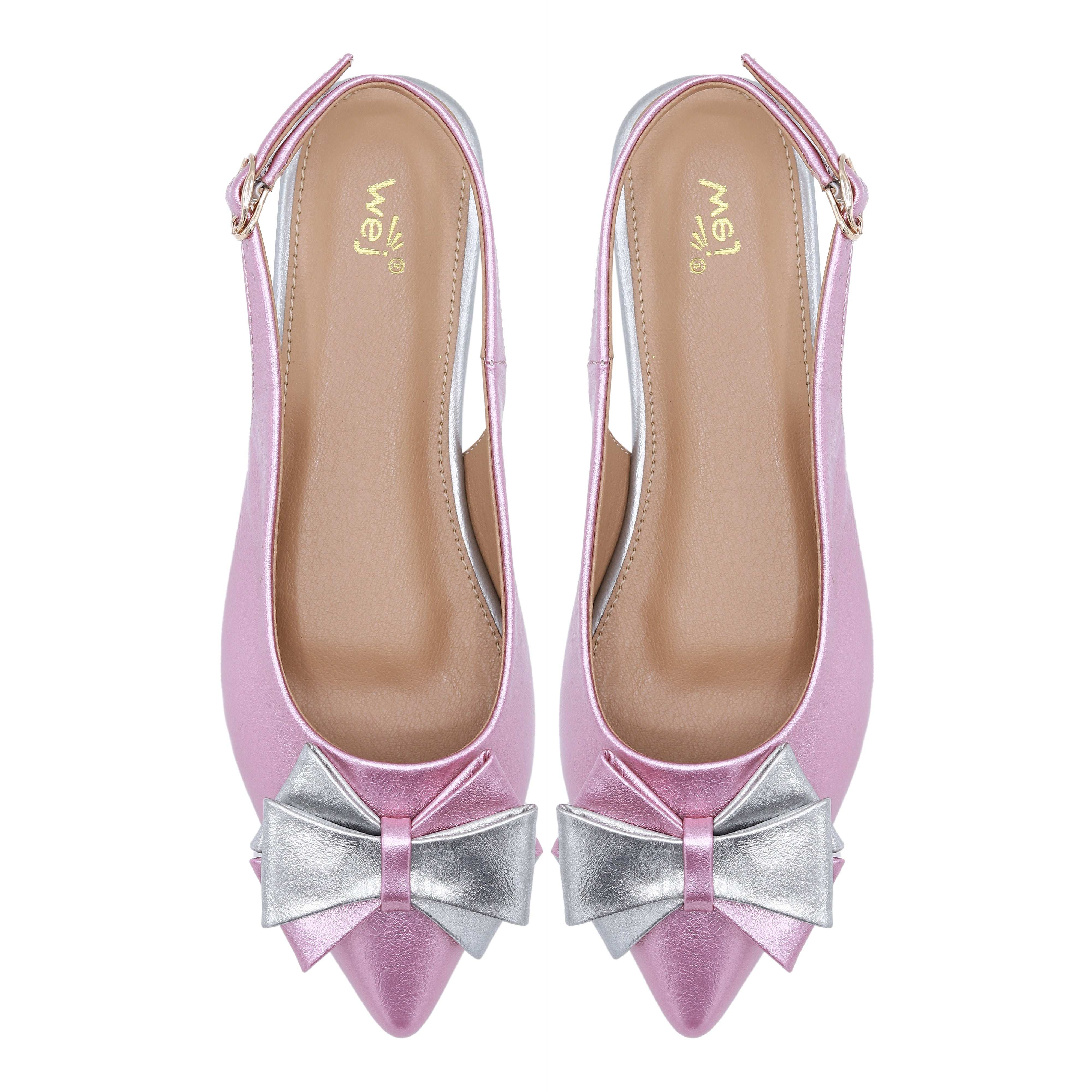 Metallic Pink Slingback Flats - 8007212