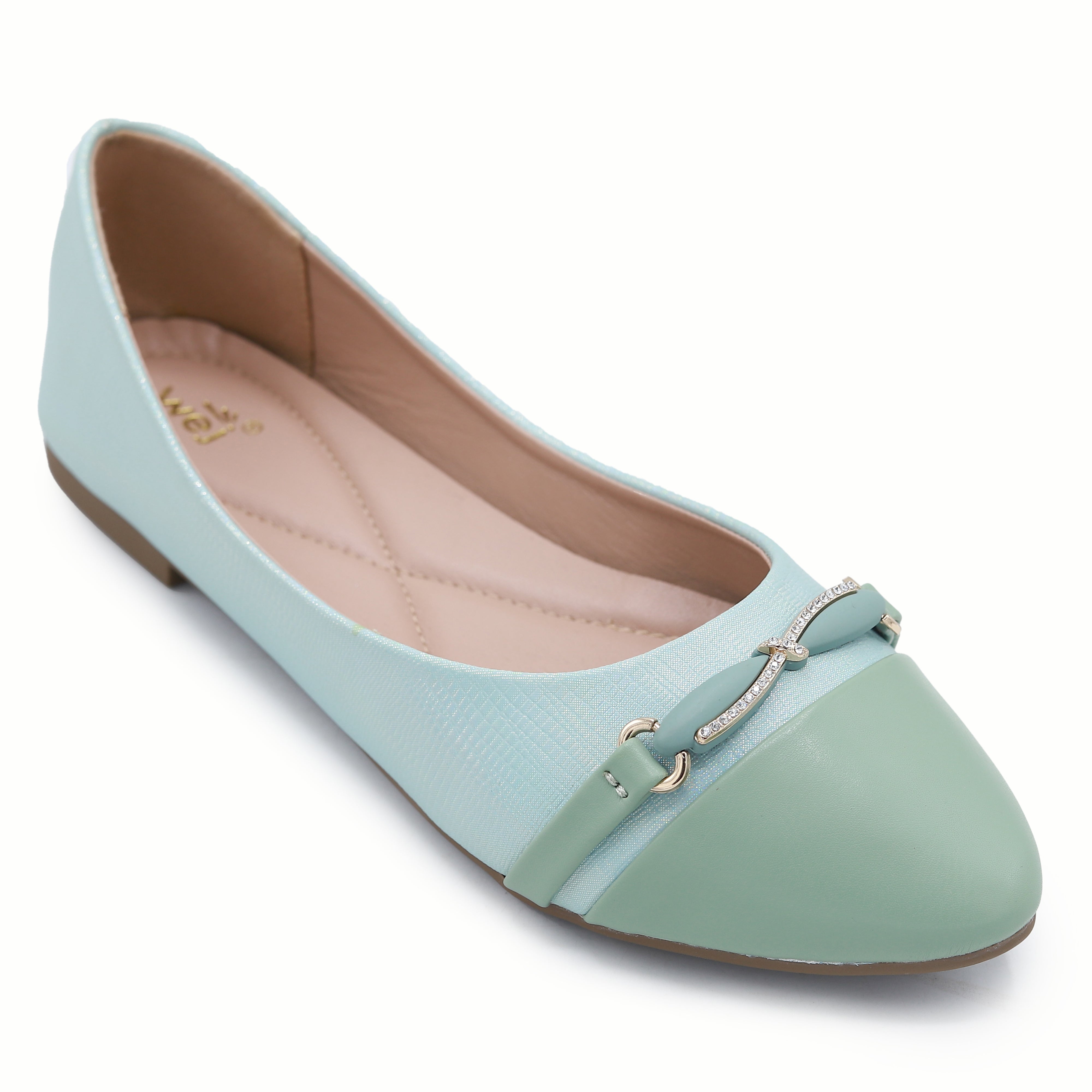 Mint Pointed Toe Slip On Flats – 8006345