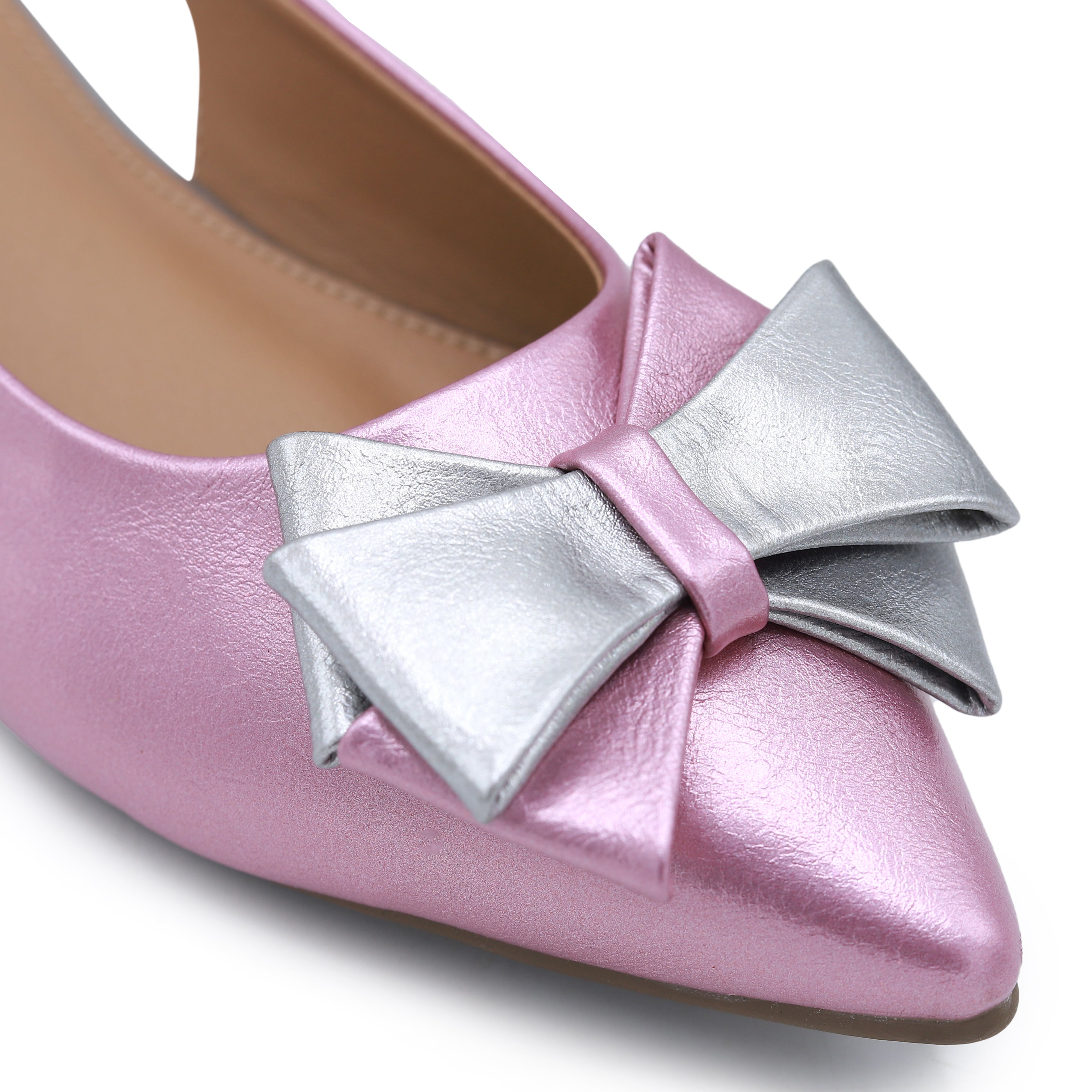 Metallic Pink Slingback Flats - 8007212