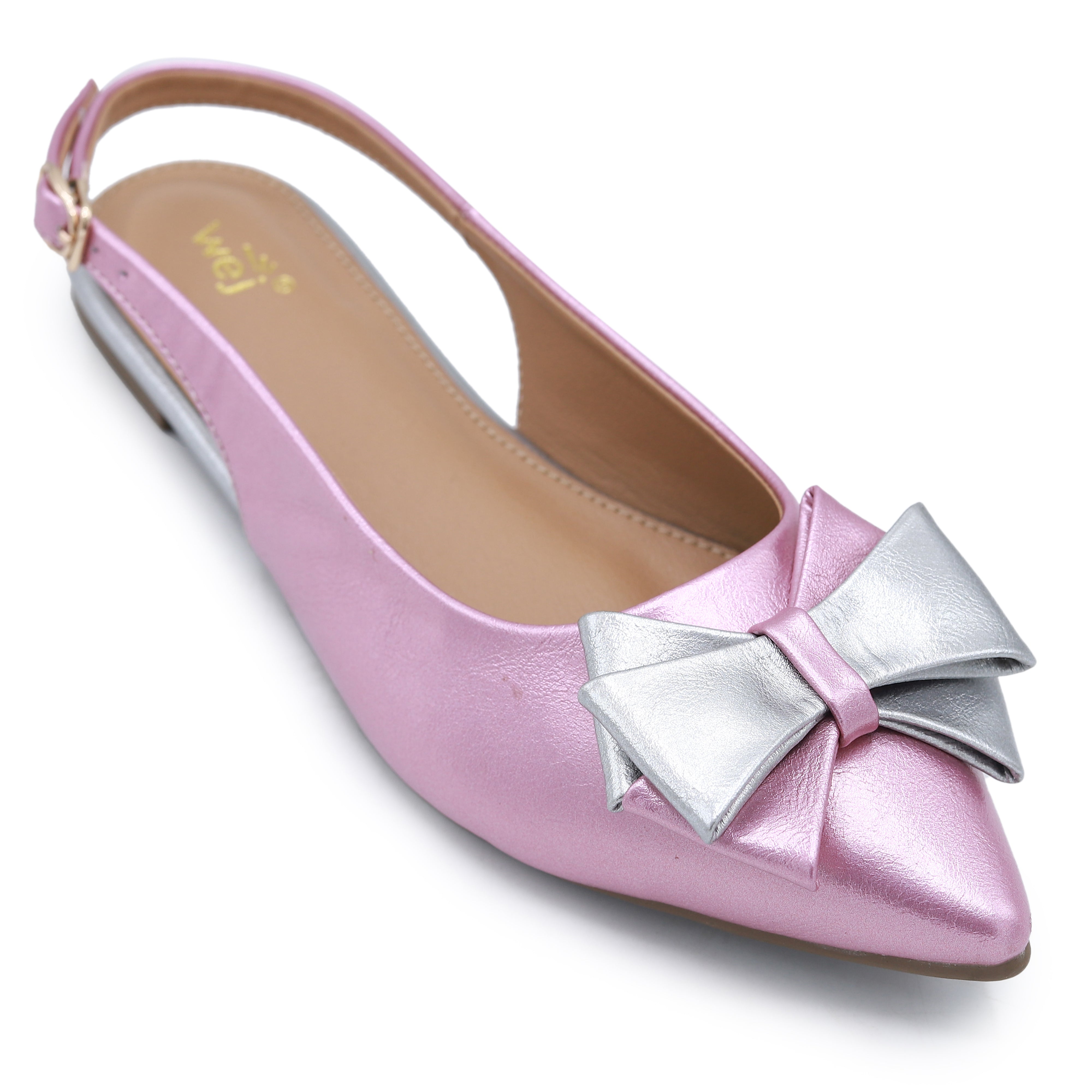 Metallic Pink Slingback Flats - 8007212