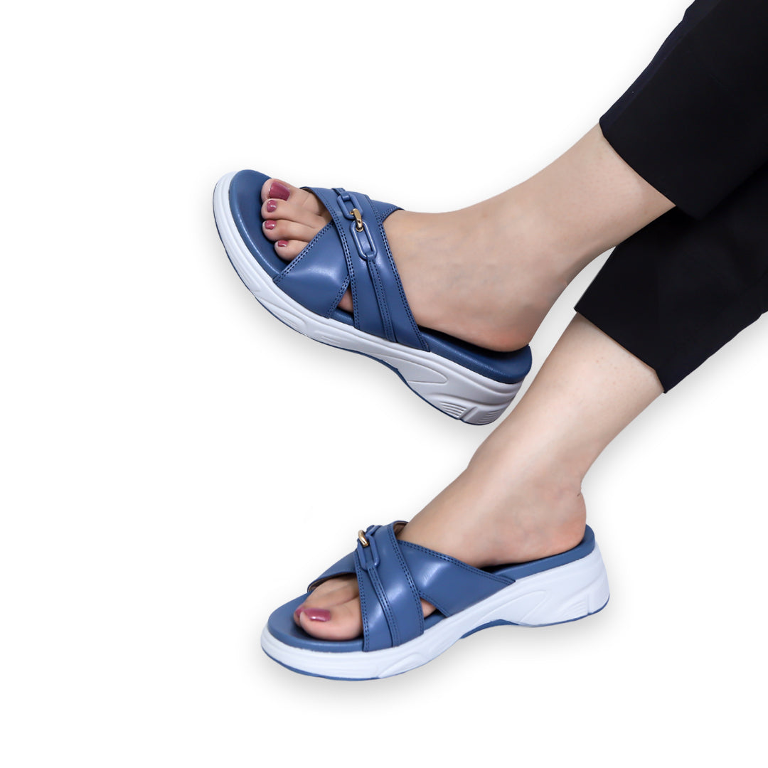 Blue Comfort Embellished Slides - 8003471