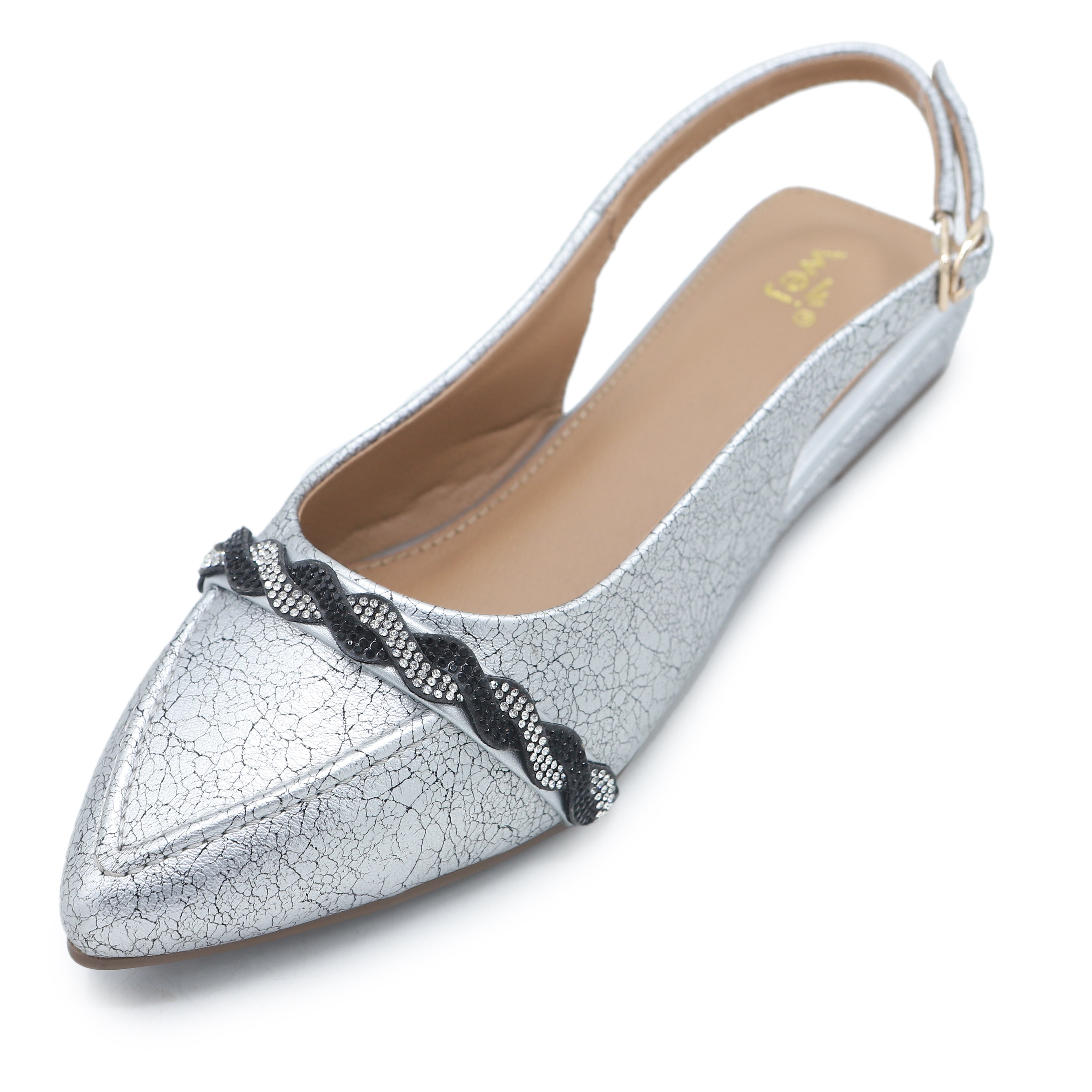 Silver Slingback Flats - 8007214