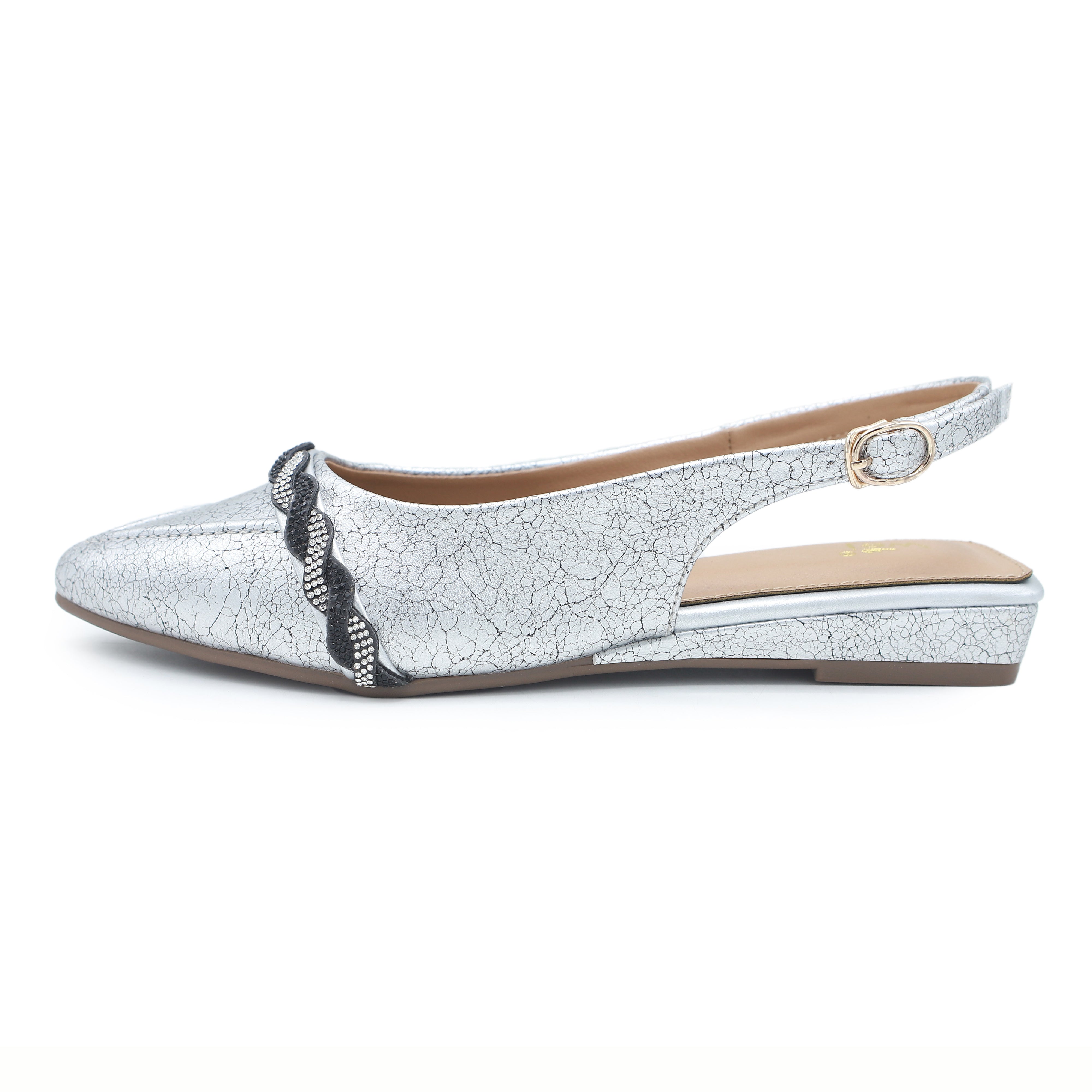 Silver Slingback Flats - 8007214
