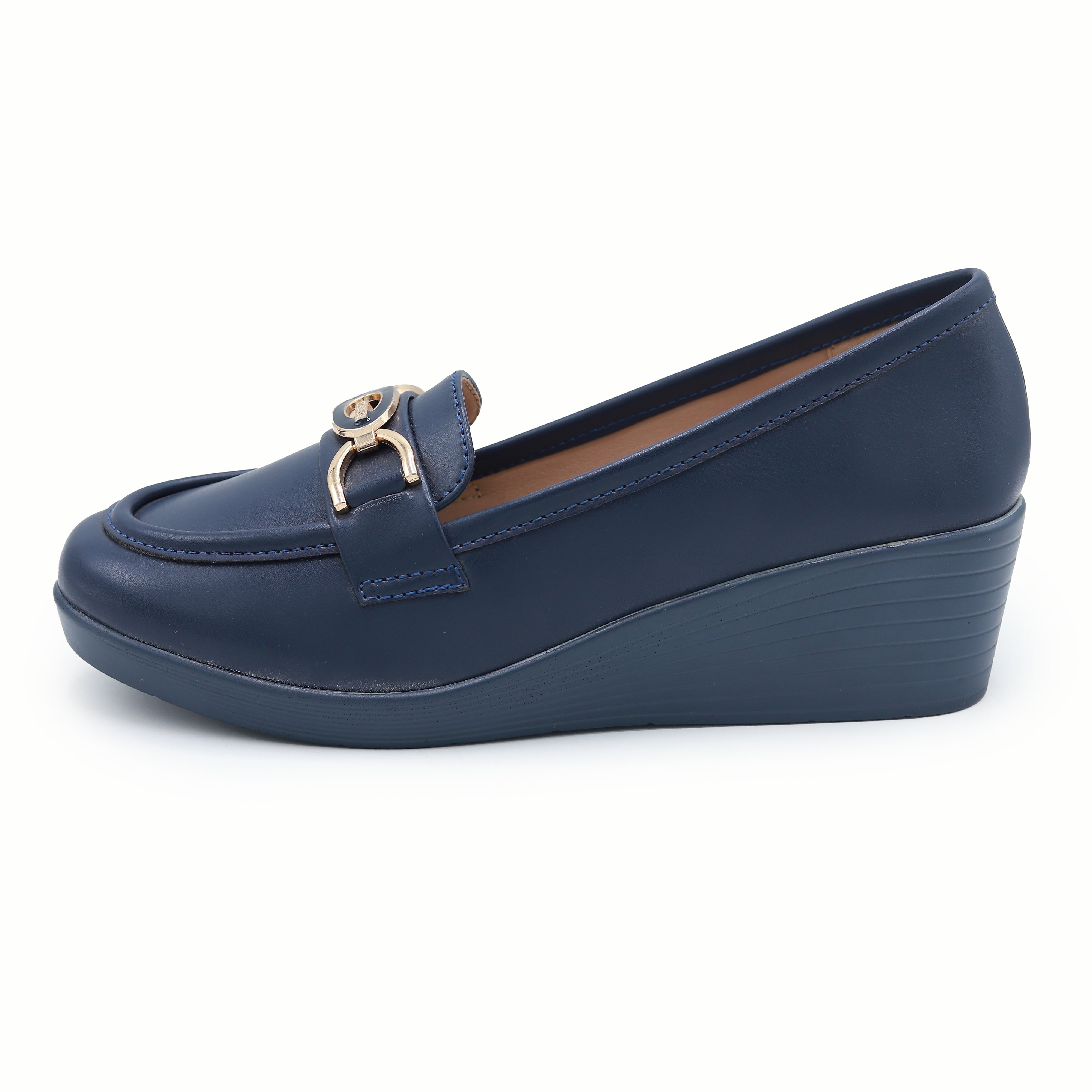 Navy Wedge Loafers - 8004386