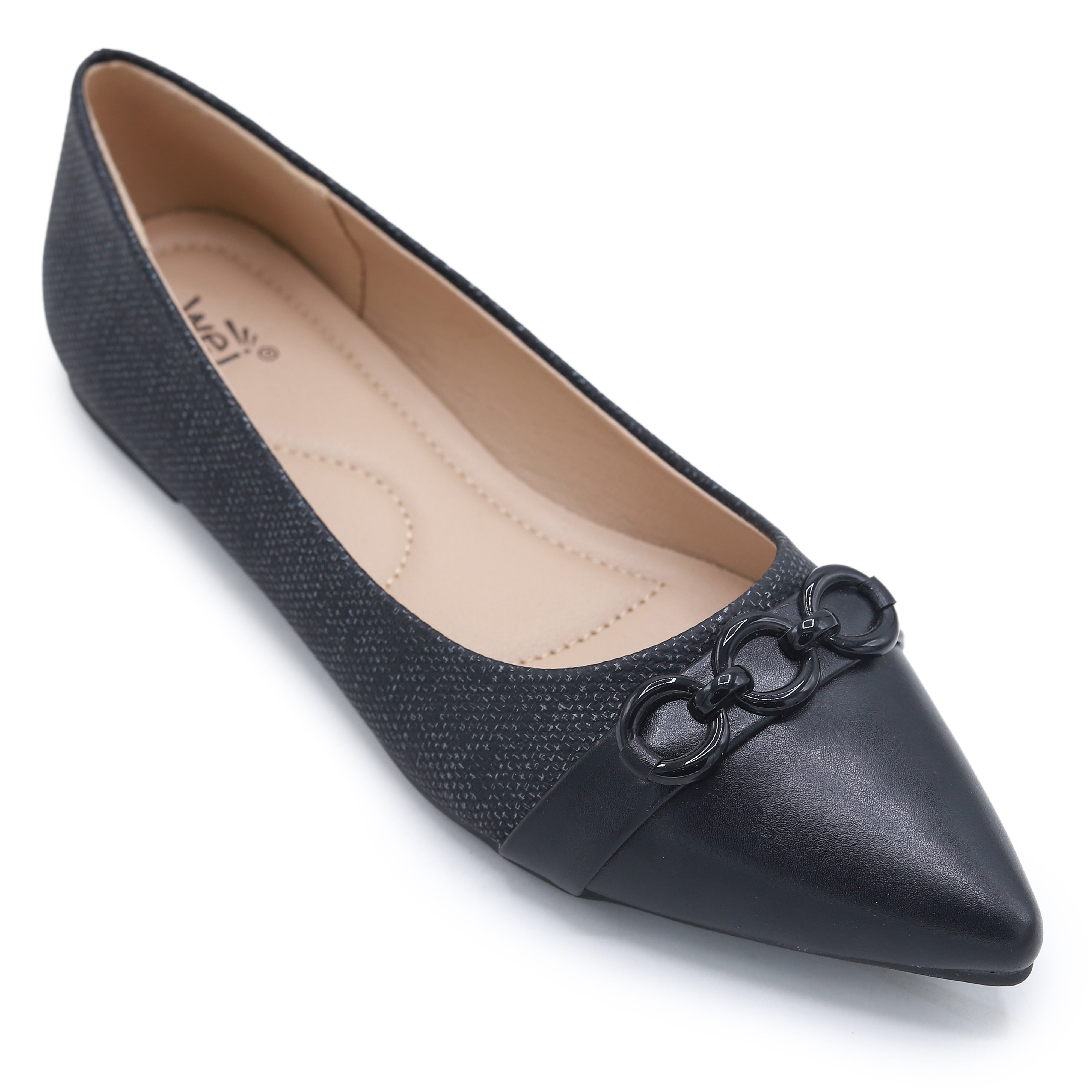 Black Pointed Toe Flats - 8006295
