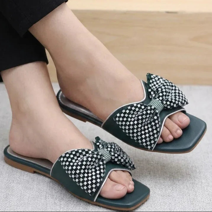 Crystal Bow Slide 8003587 D Green