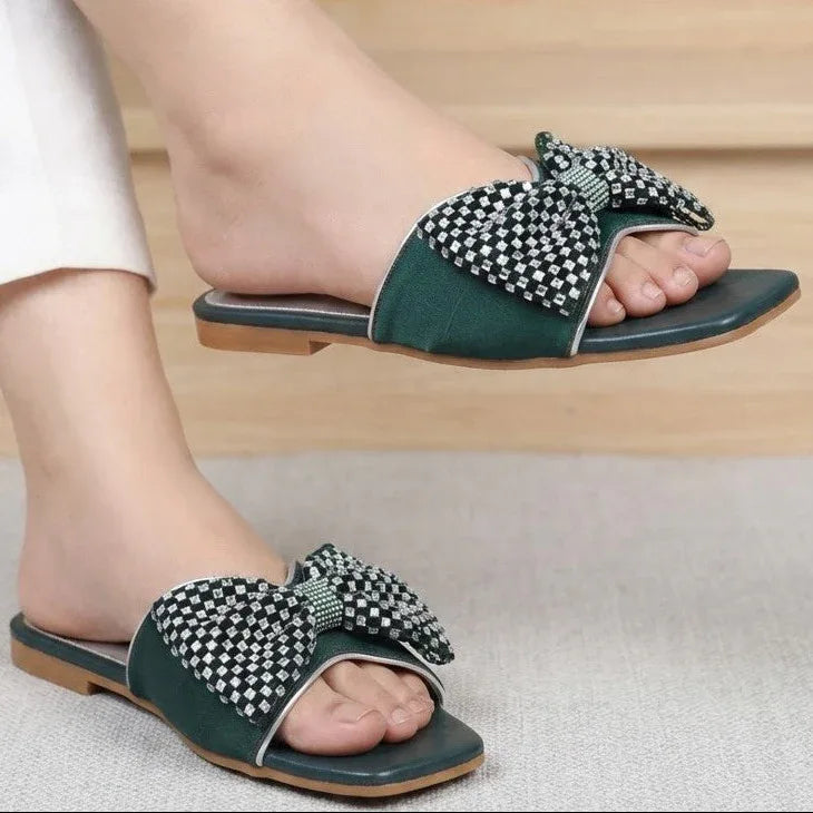 Crystal Bow Slide 8003587 D Green