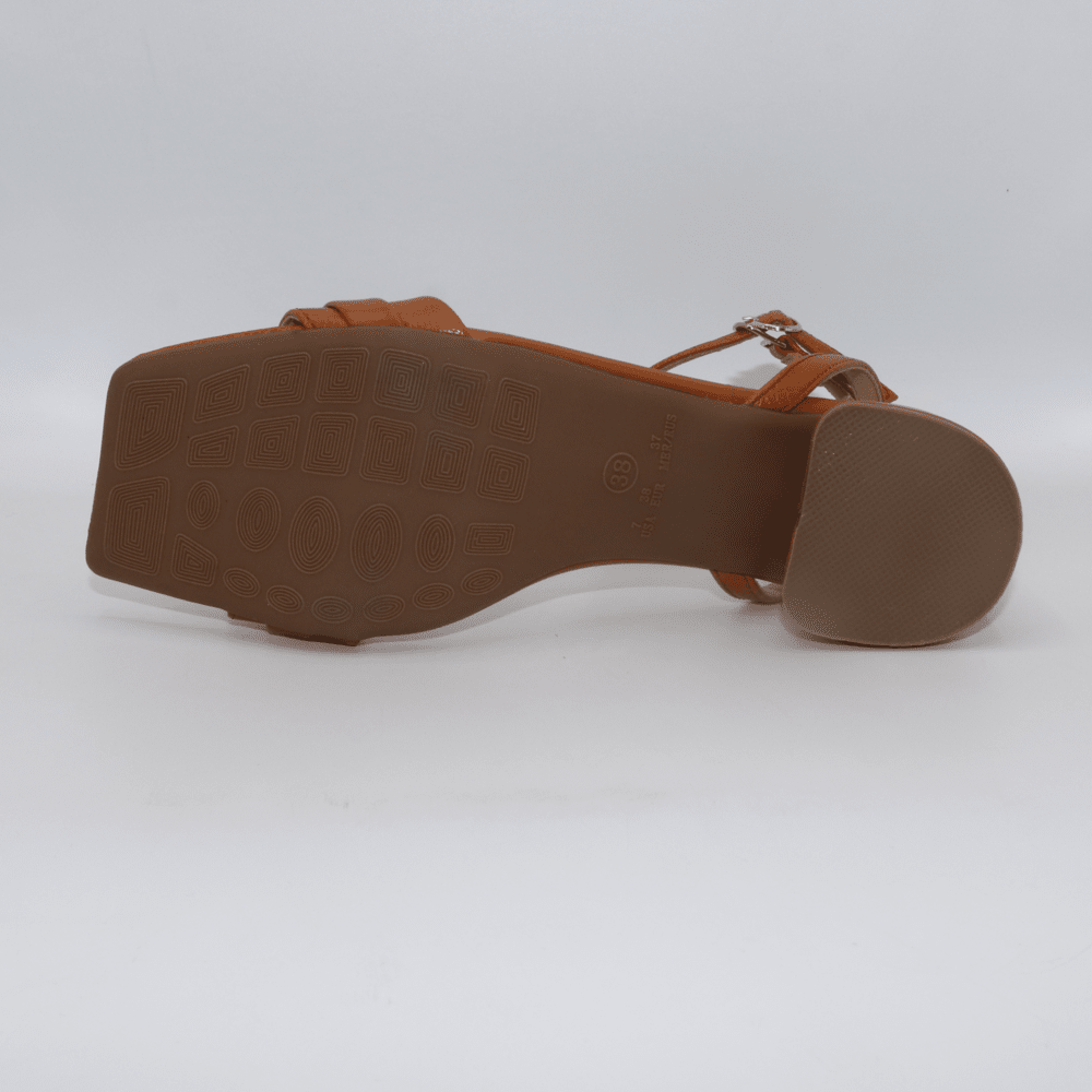 Tan Ladies Block Heel Sandals / 8102124