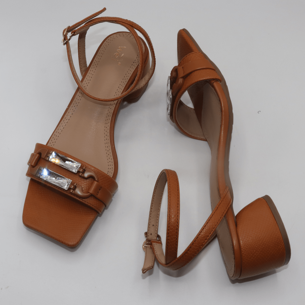 Tan Ladies Block Heel Sandals / 8102124