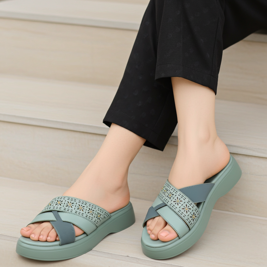 Mint Women Criss Cross Slippers - 8003500