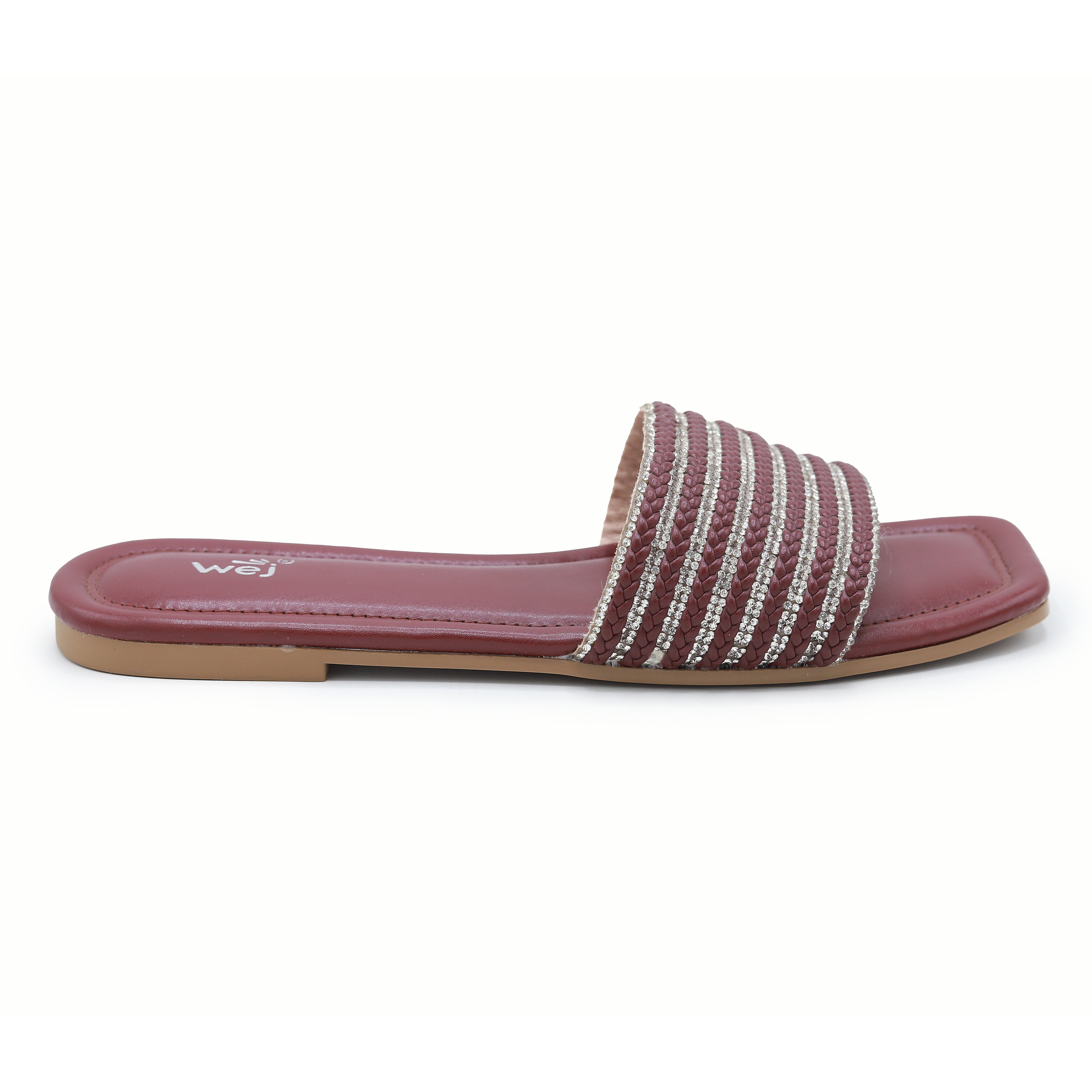 Maroon Sparkle Flat Sliders - 8003410