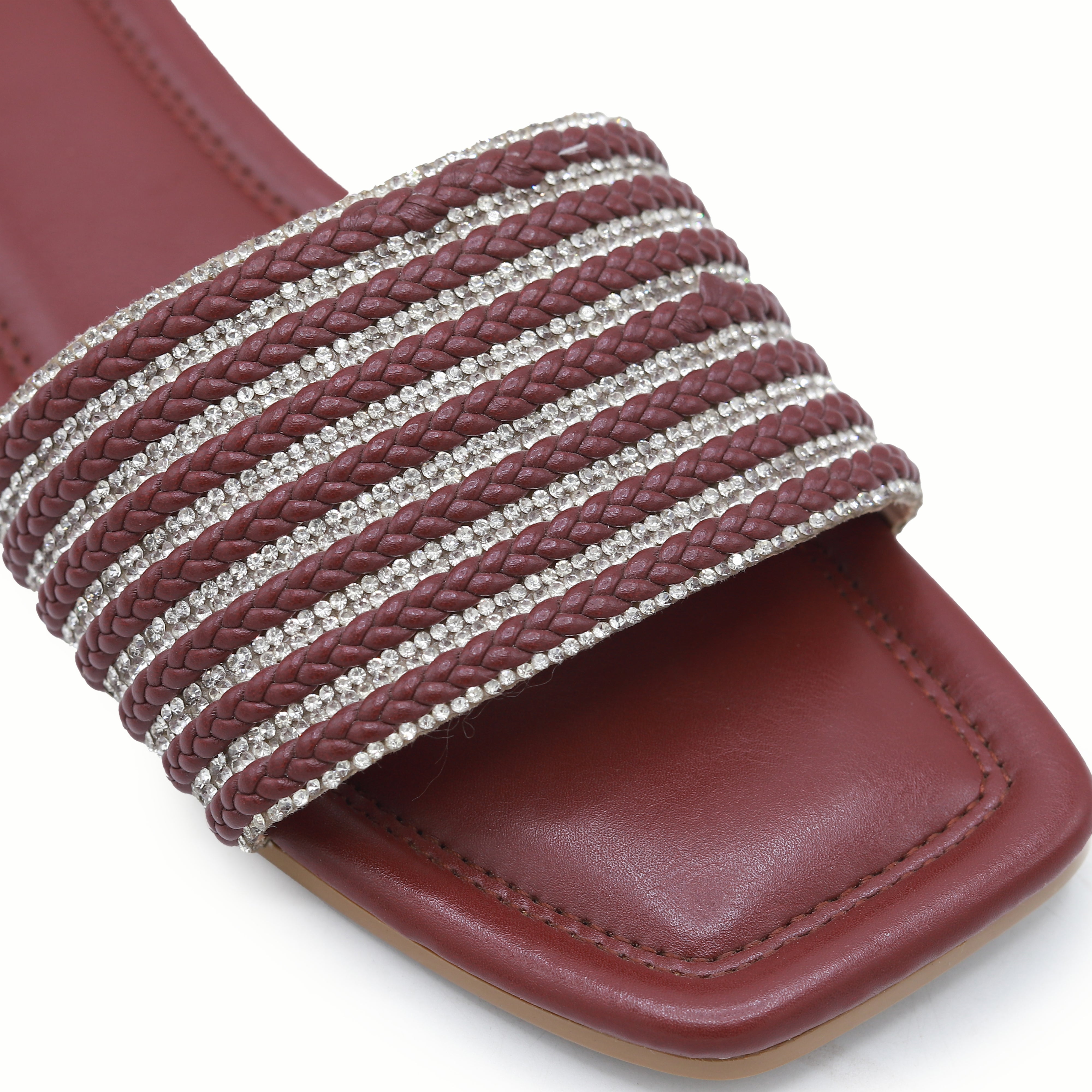 Maroon Sparkle Flat Sliders - 8003410