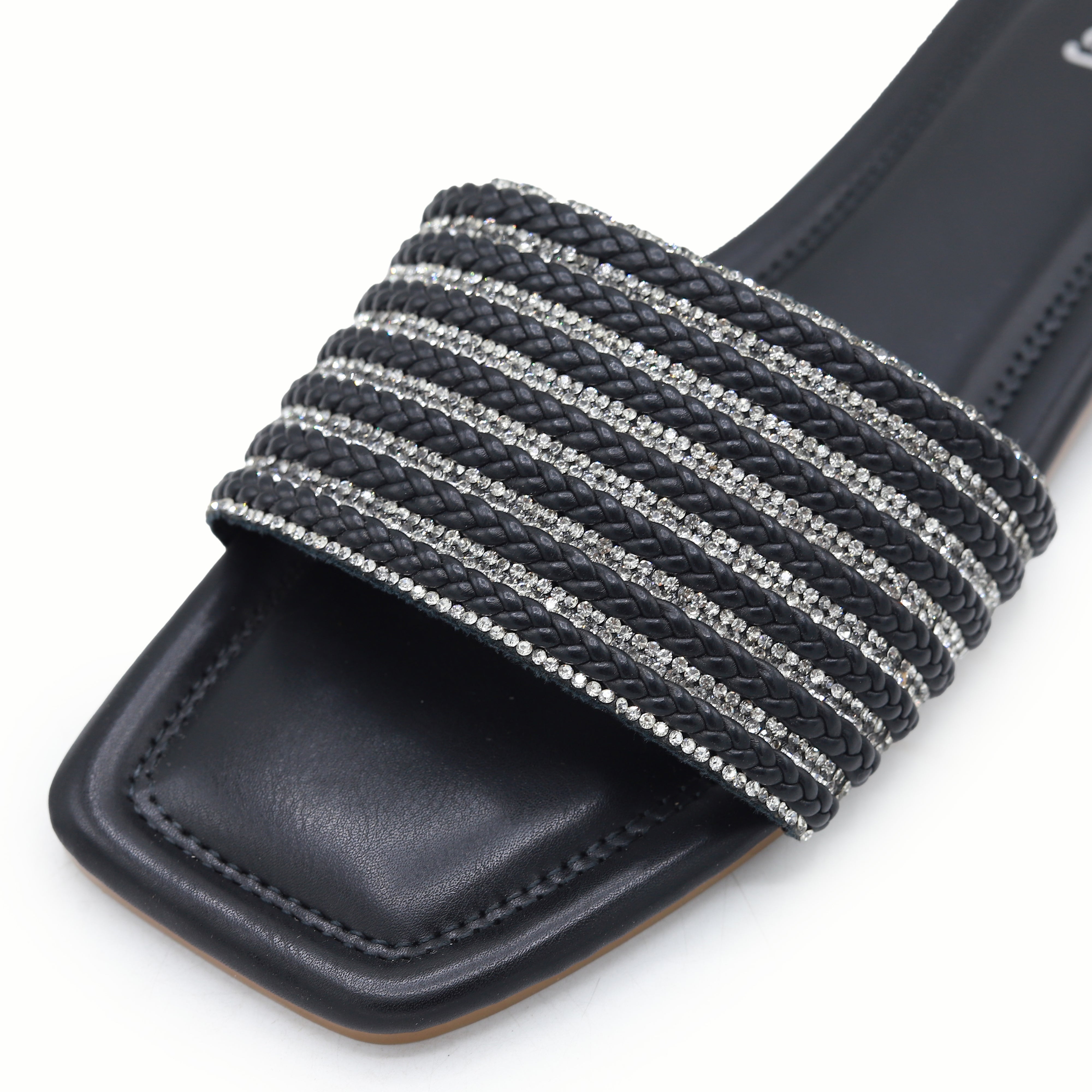 Black Sparkle Flat Sliders - 8003410