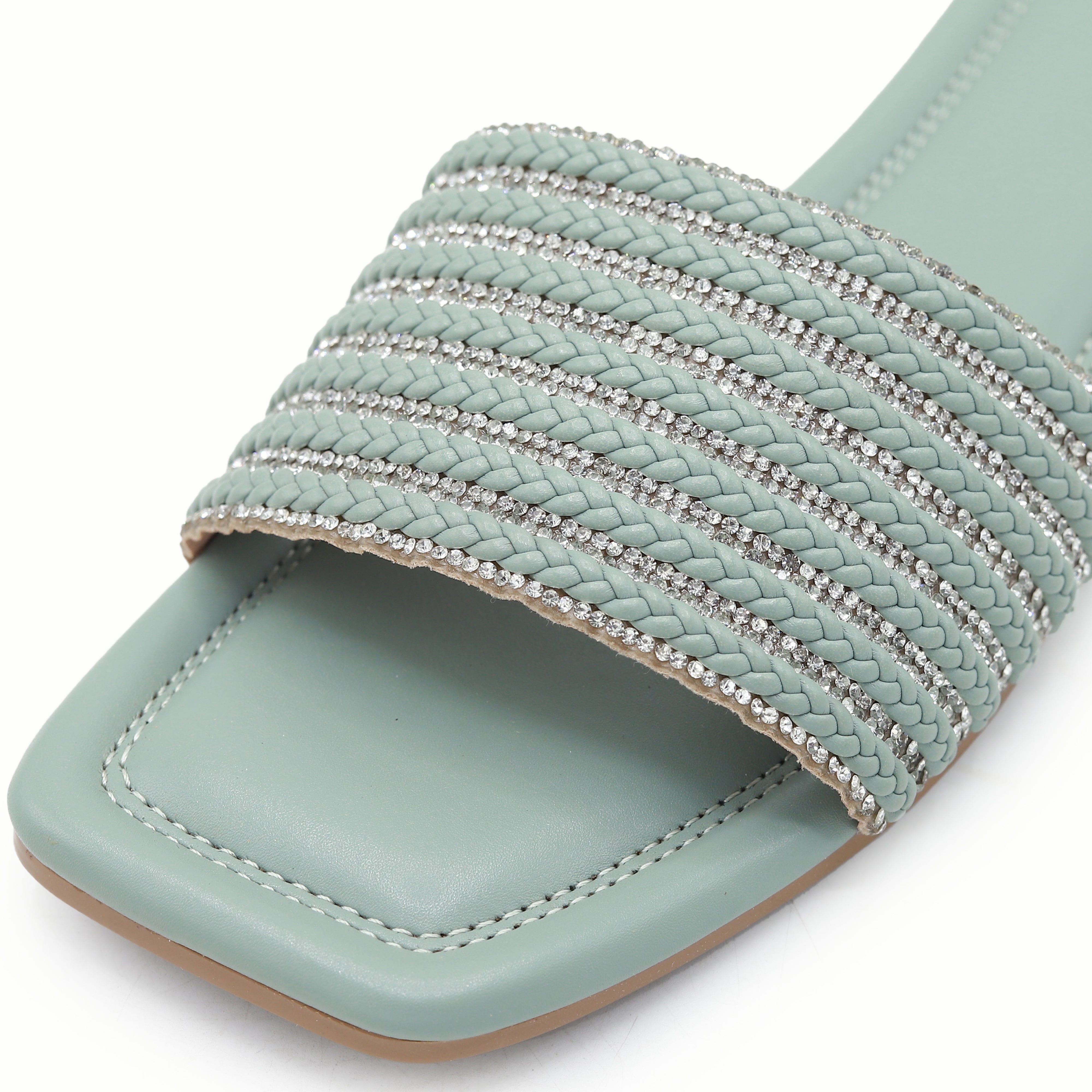 Mint Sparkle Flat Sliders - 8003410
