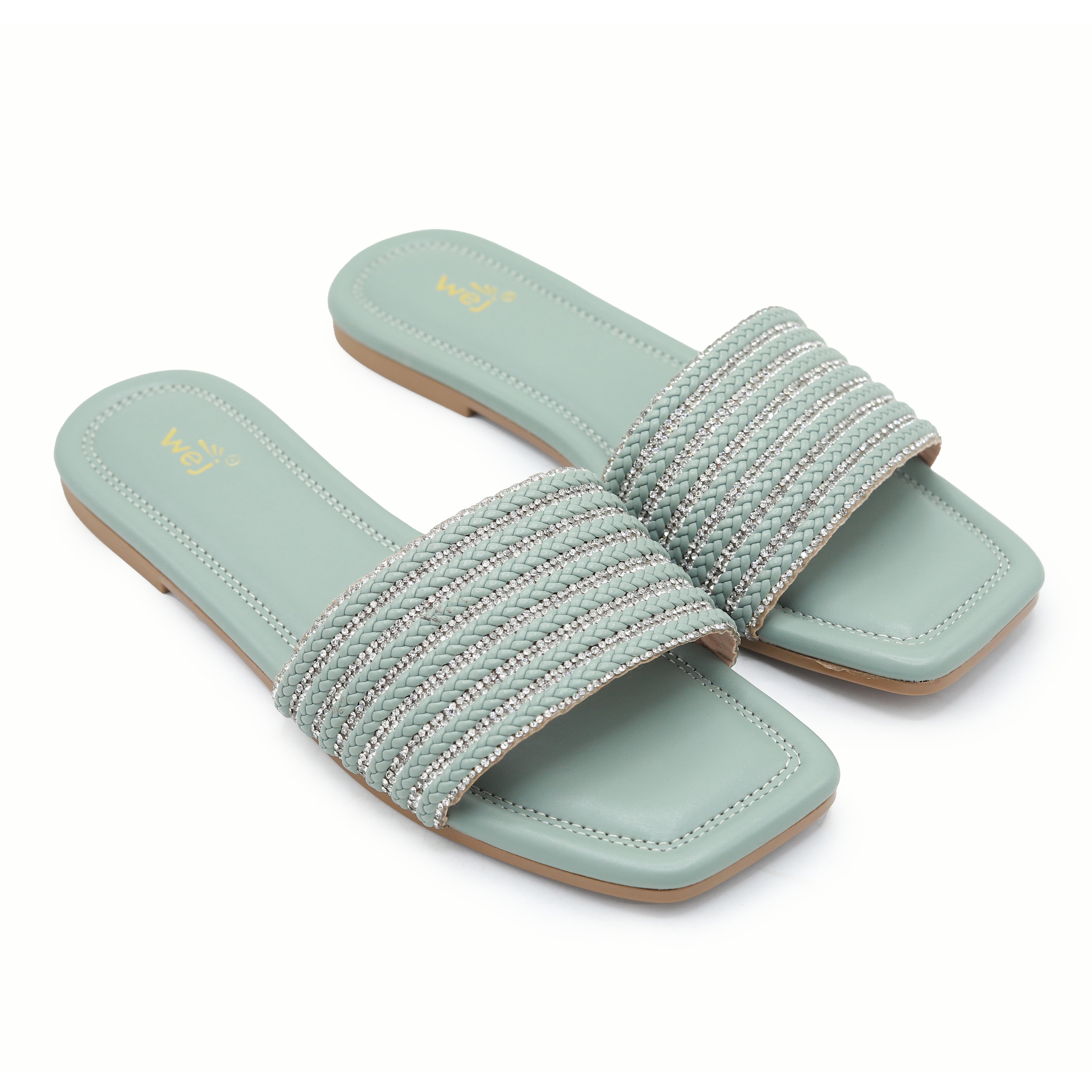 Mint Sparkle Flat Sliders - 8003410