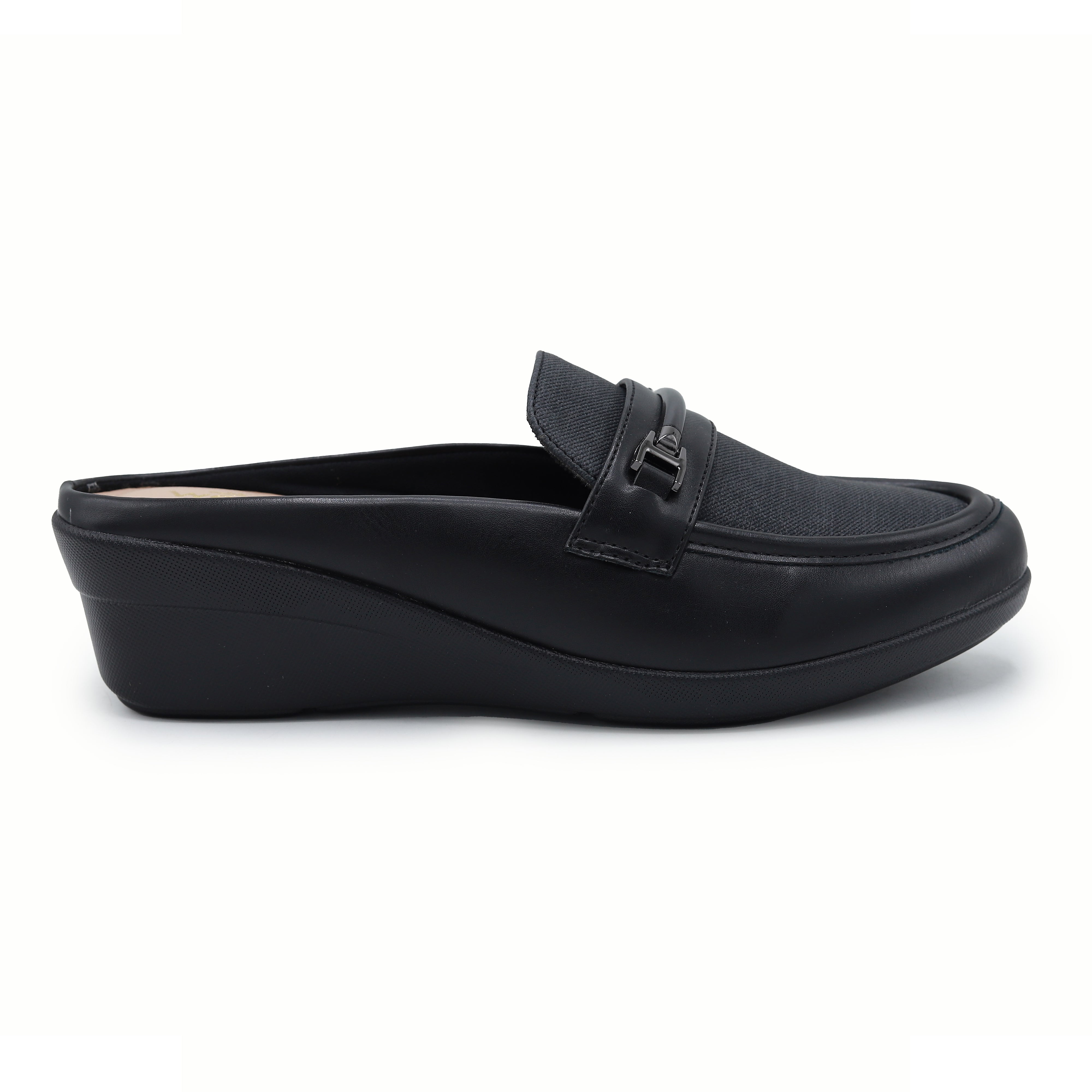 Black Wedge Half Shoes - 8007235