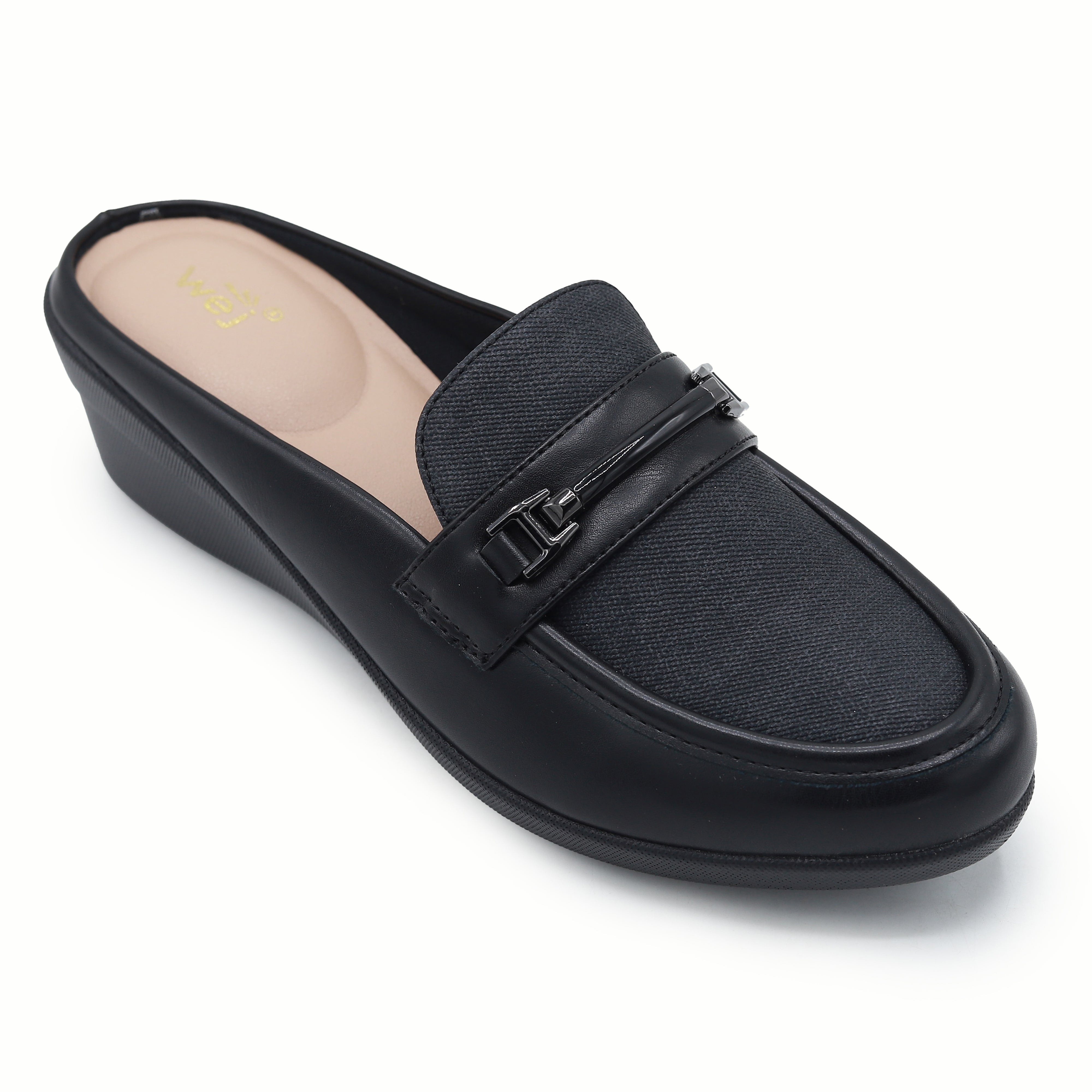 Black Wedge Halfshoes Mules for Women – E Fashion