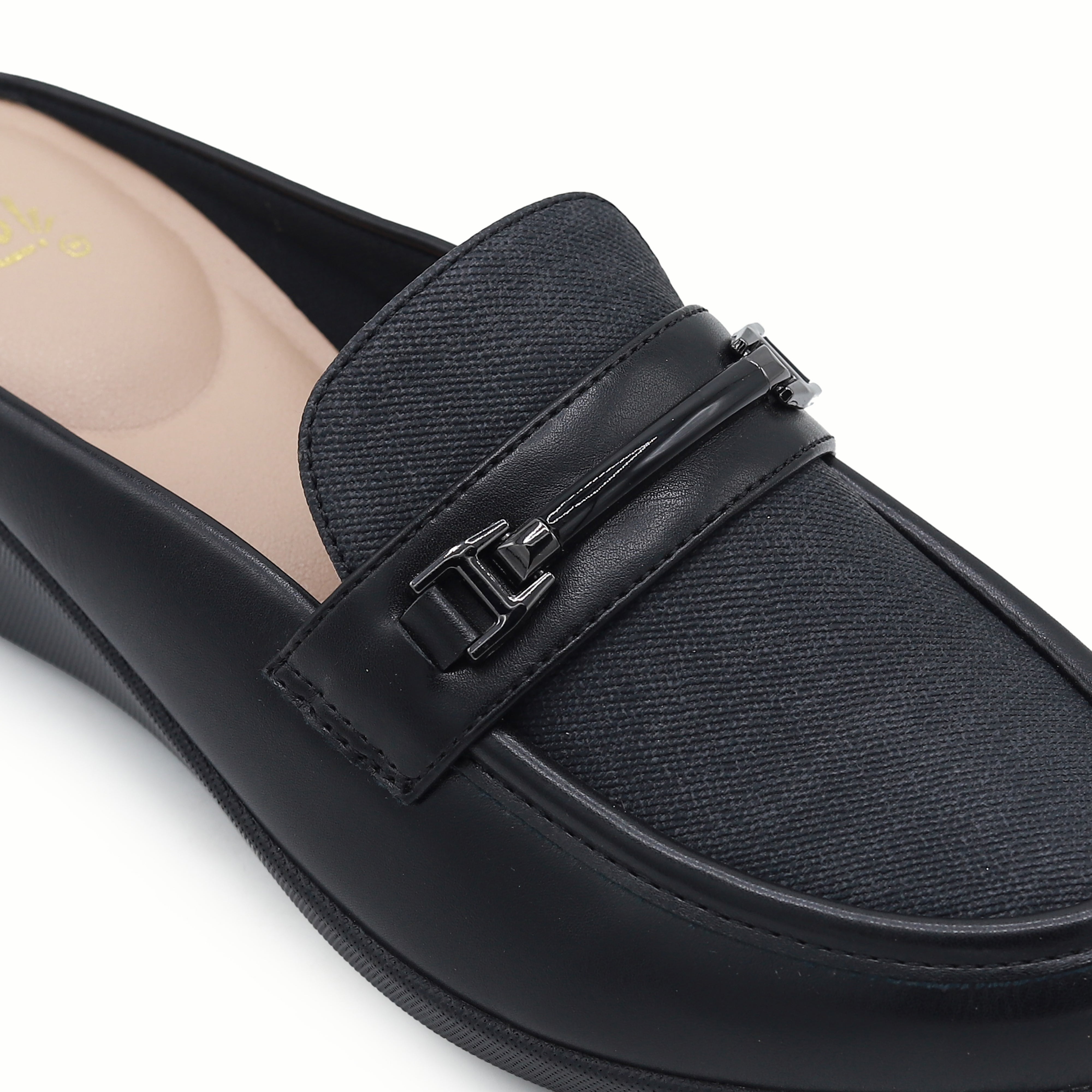 Black Wedge Half Shoes - 8007235