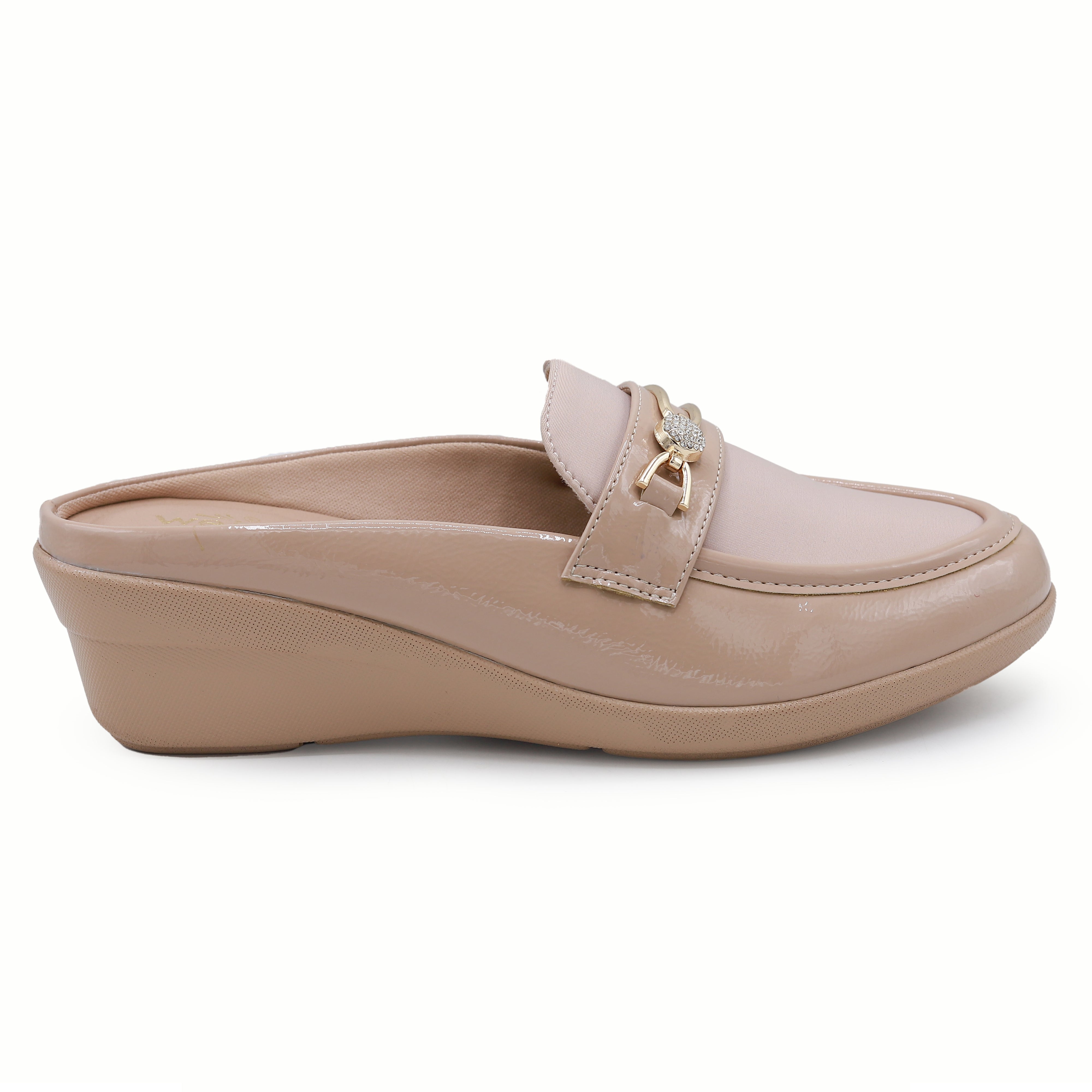 Beige Wedge Loafer Mules - 8007236