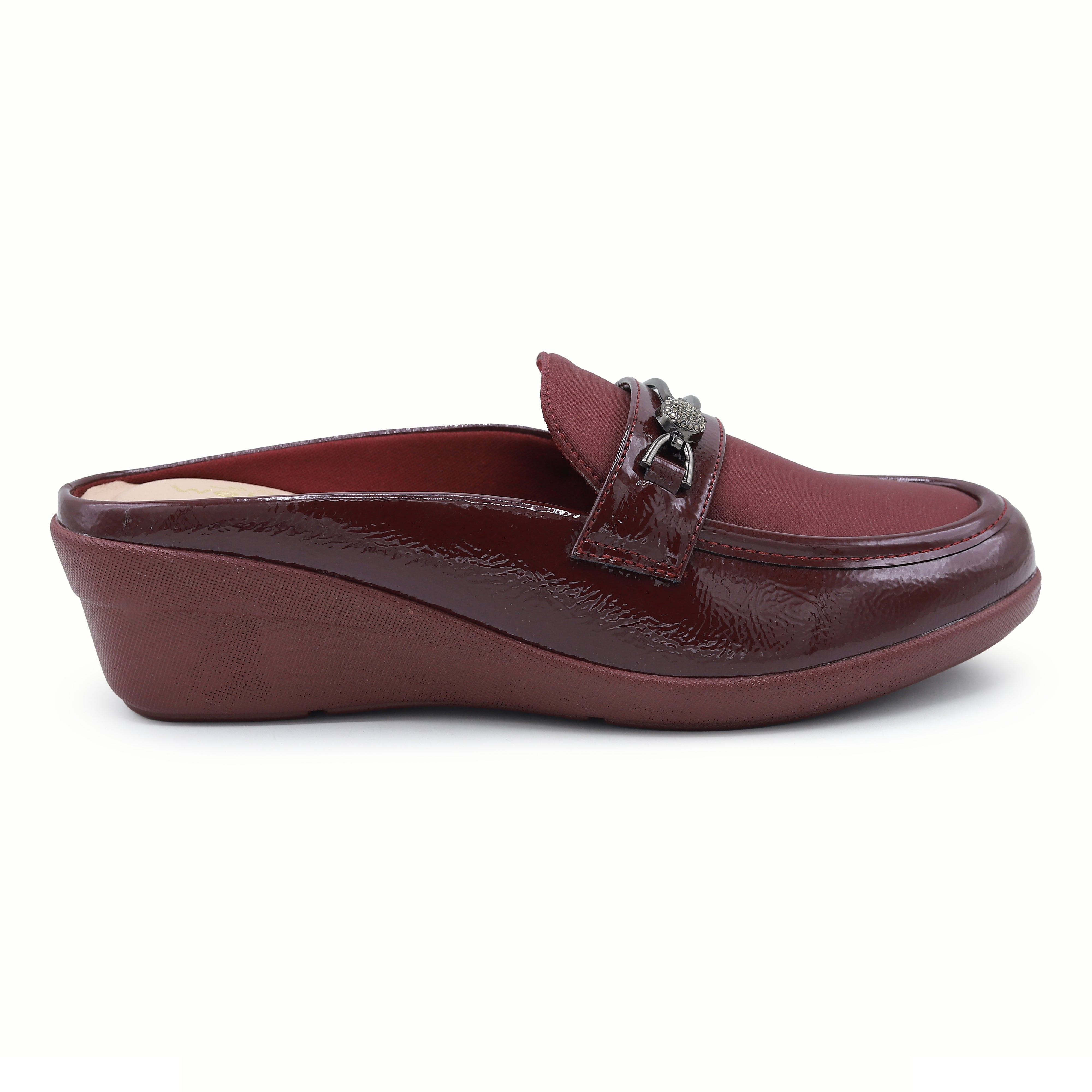 Maroon Wedge Loafer Mules - 8007236